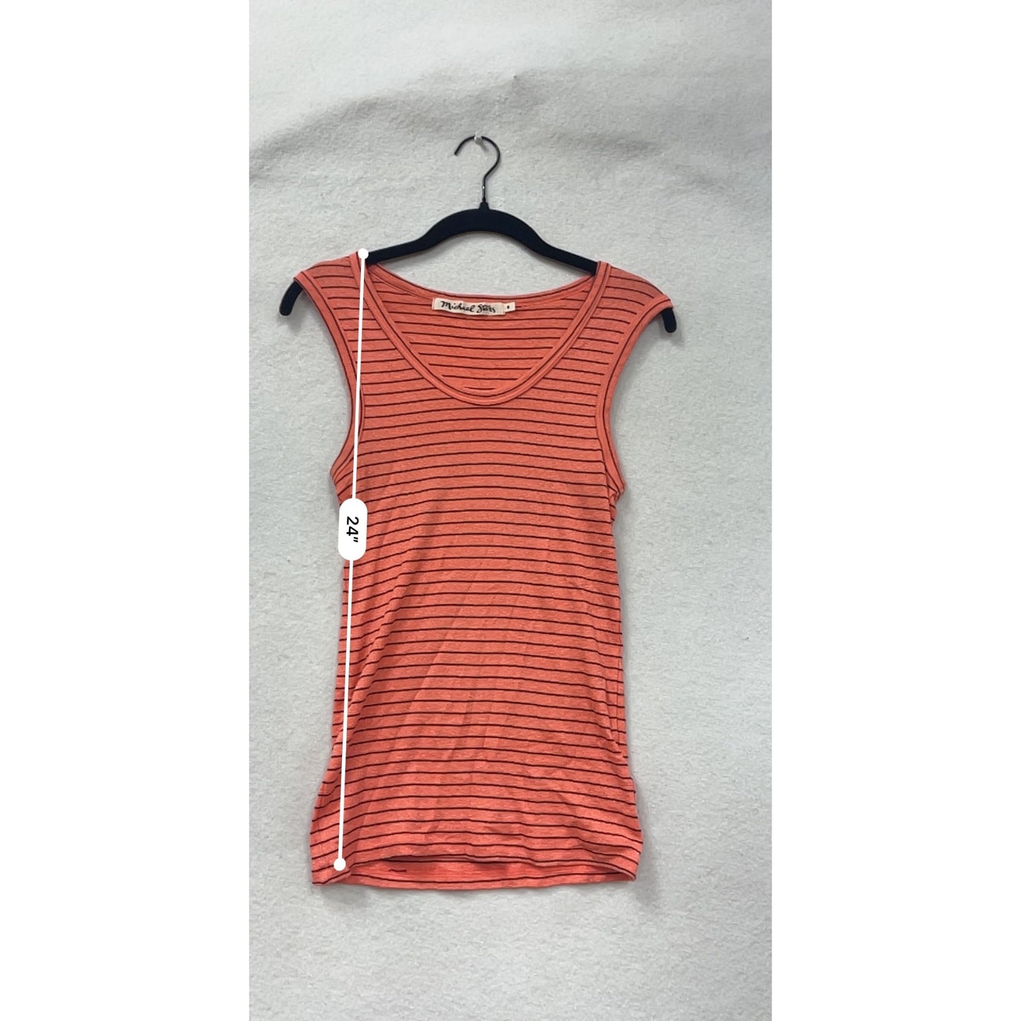 Michael Stars Womens Small Red & Black Striped Tank Top Cotton Blend Sleeveless USA Made #6764