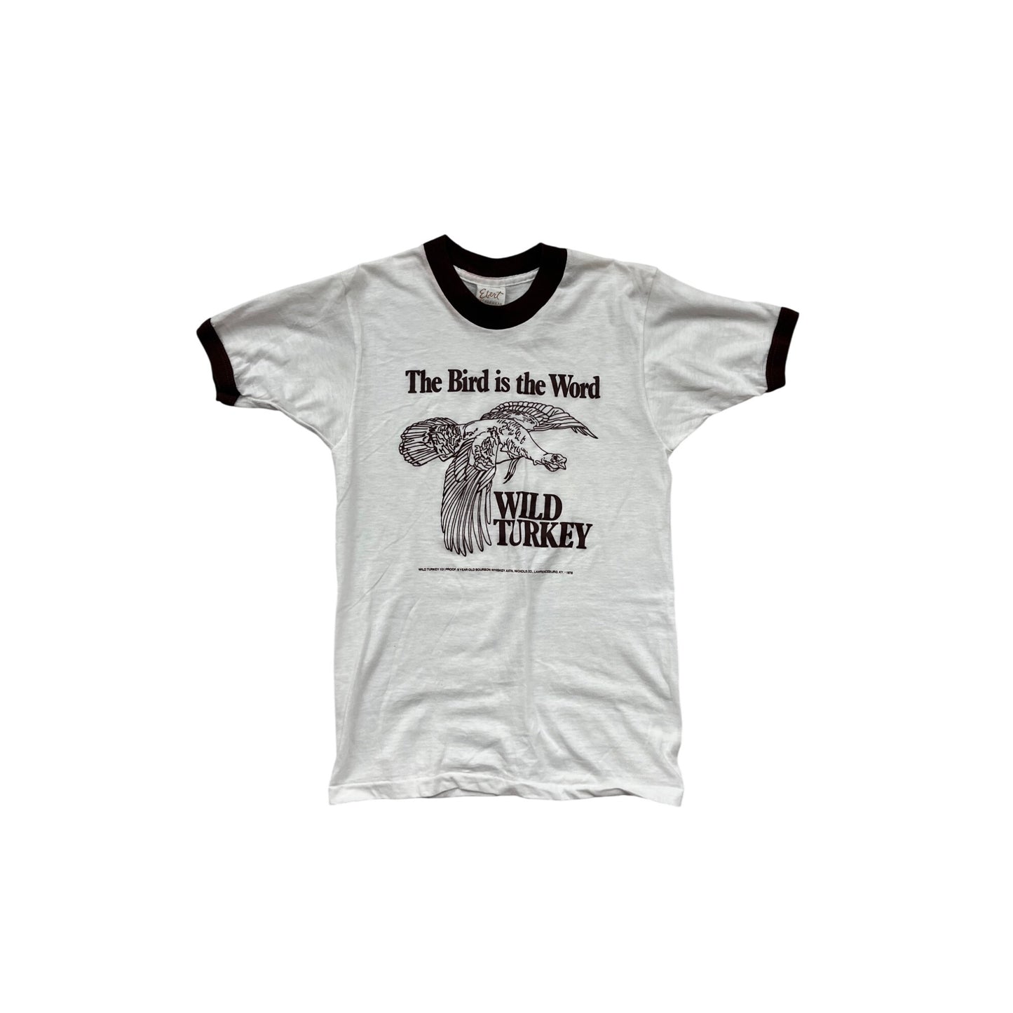 Vintage Elert Wild Turkey Ringer T-Shirt "The Bird Is The Word" #8356