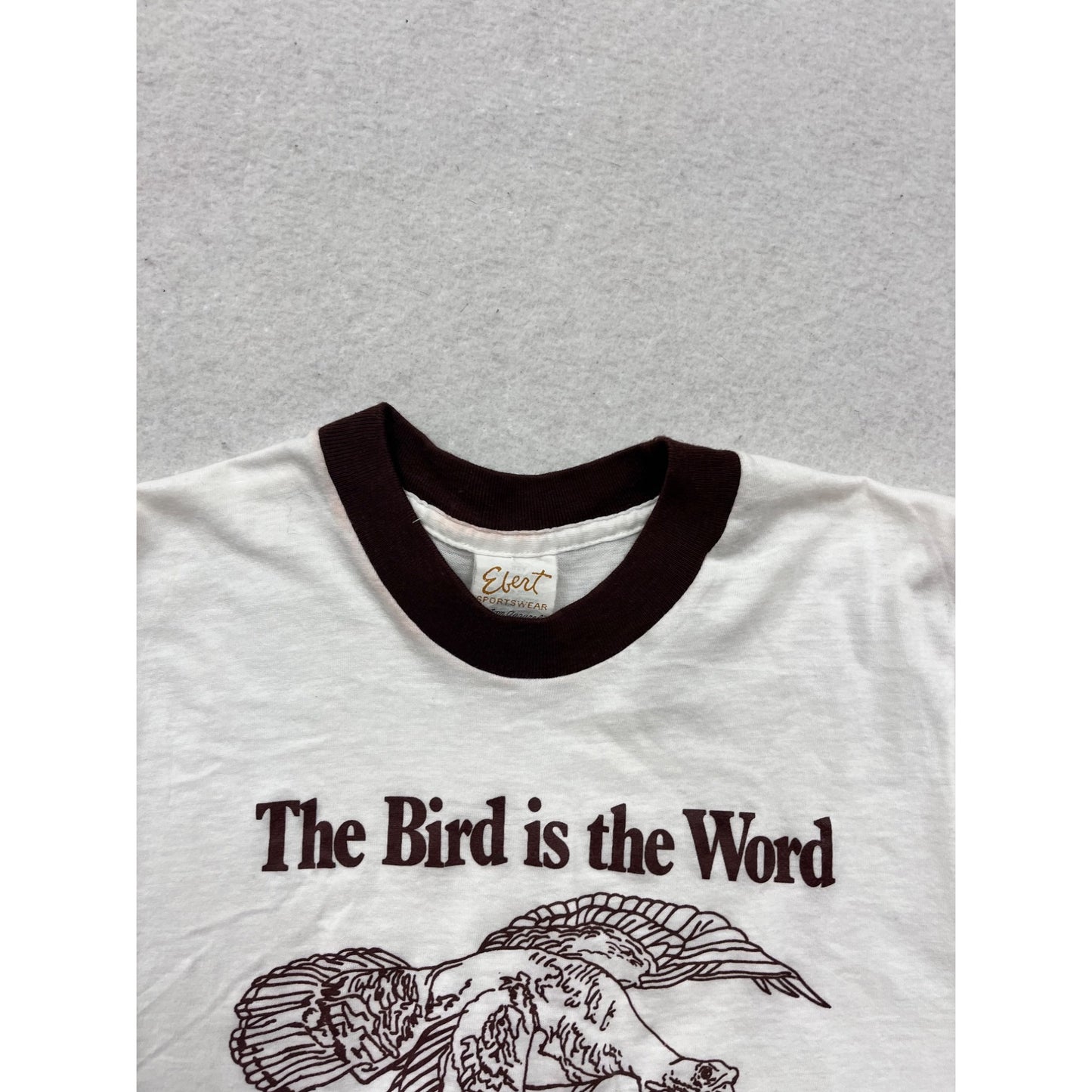 Vintage Elert Wild Turkey Ringer T-Shirt "The Bird Is The Word" #8356
