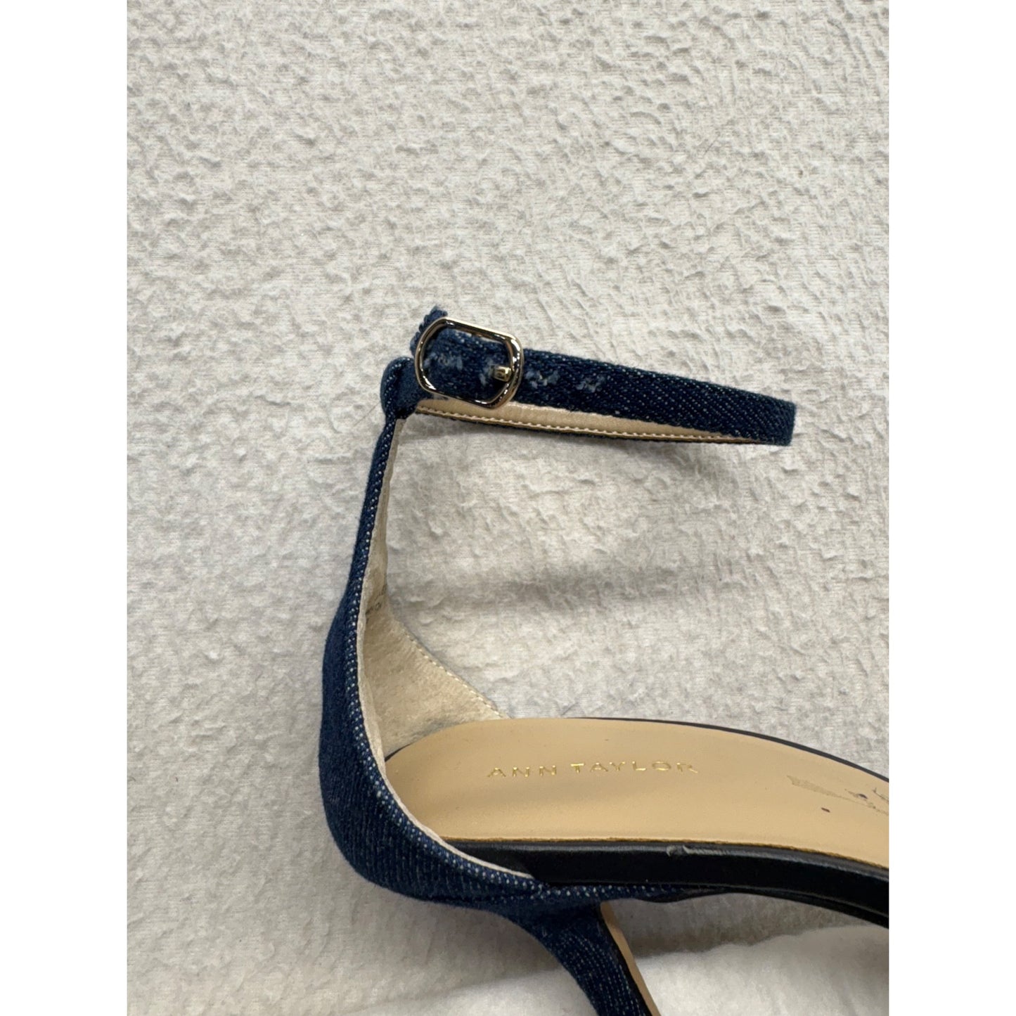 Ann Taylor Denim Block Heel Floral Embroidered Pumps #7634