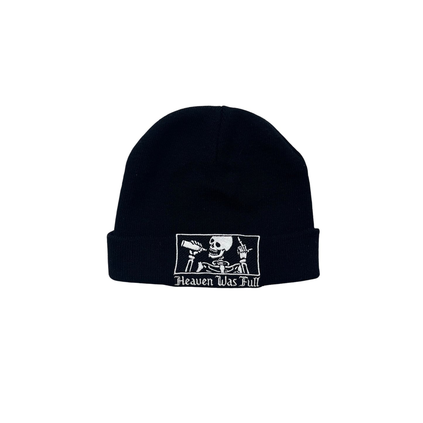 Spencers "Heaven Was Full" Black Acrylic Beanie OSFM #8352