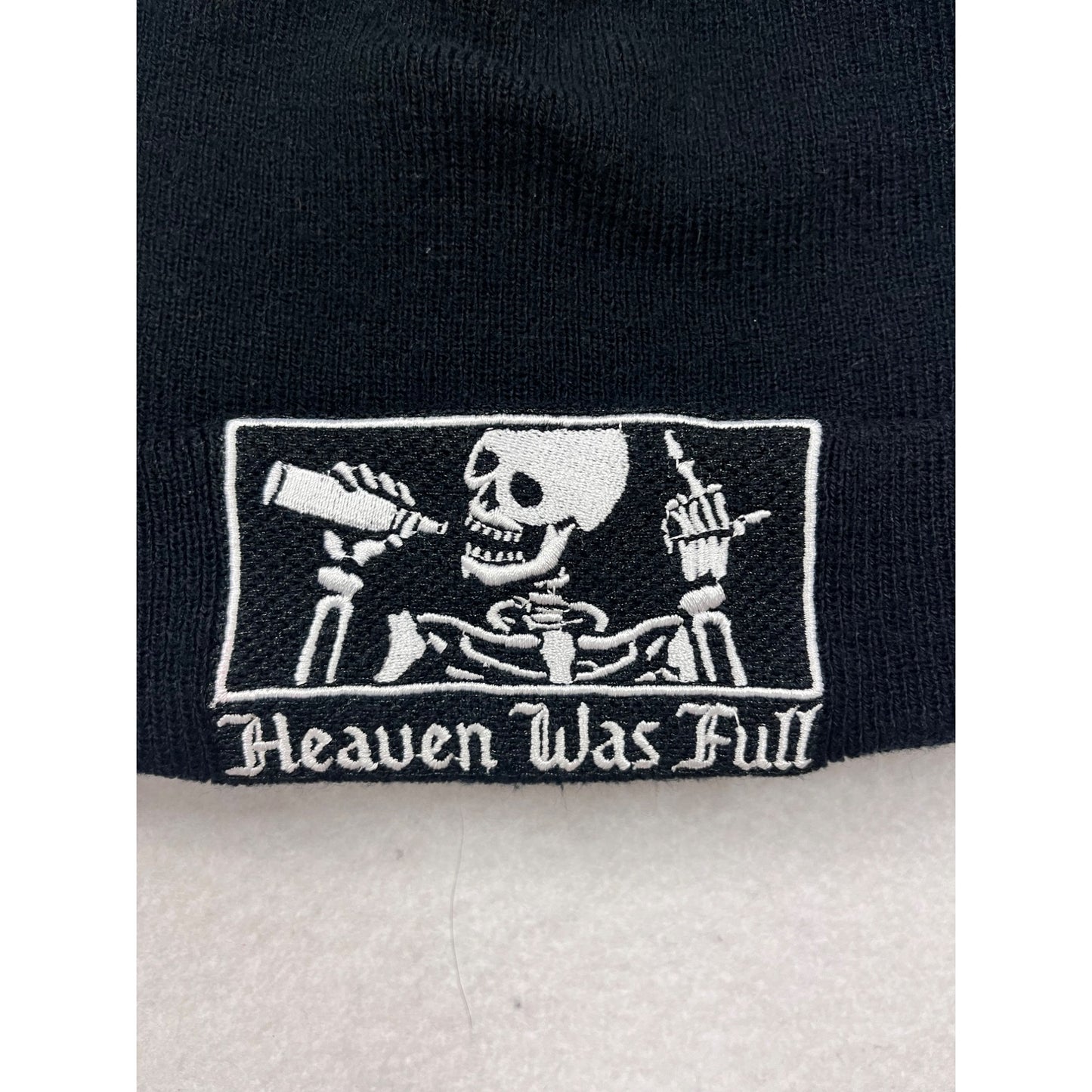 Spencers "Heaven Was Full" Black Acrylic Beanie OSFM #8352