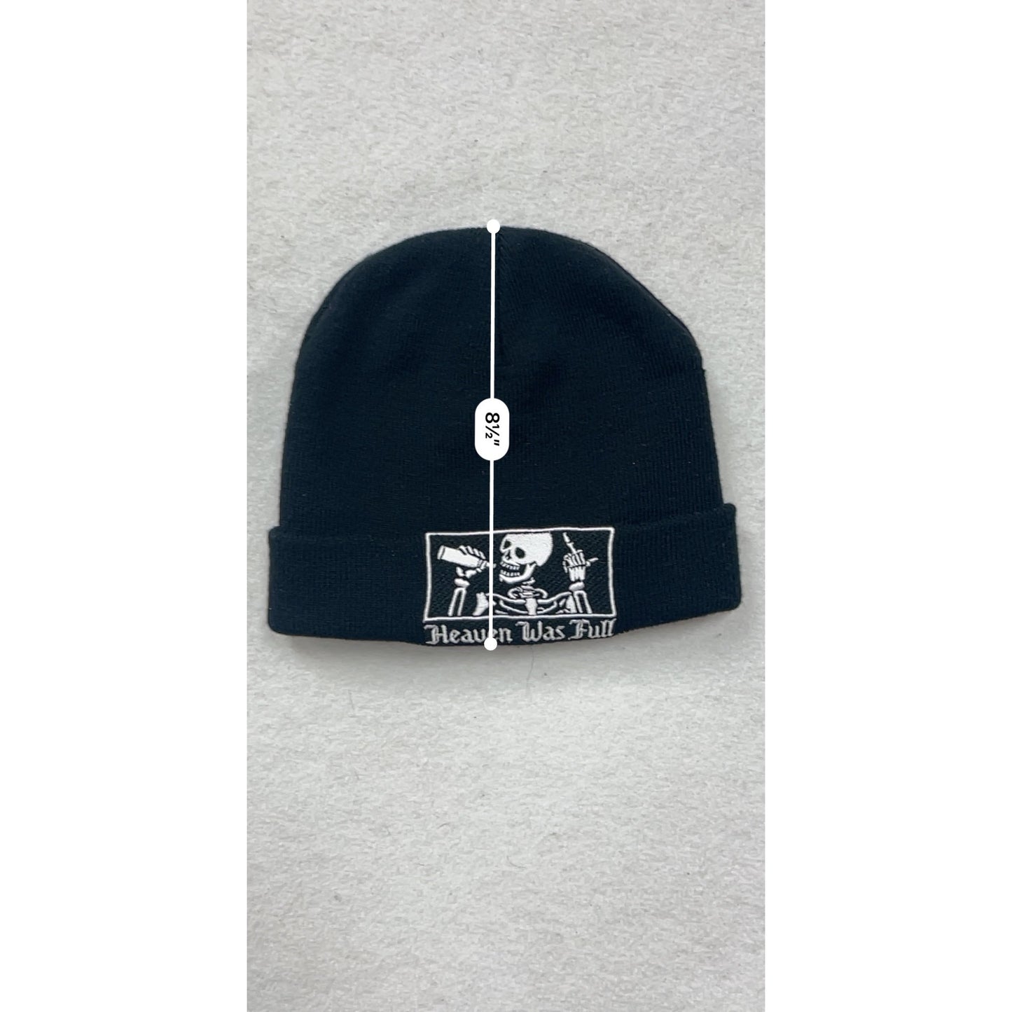 Spencers "Heaven Was Full" Black Acrylic Beanie OSFM #8352