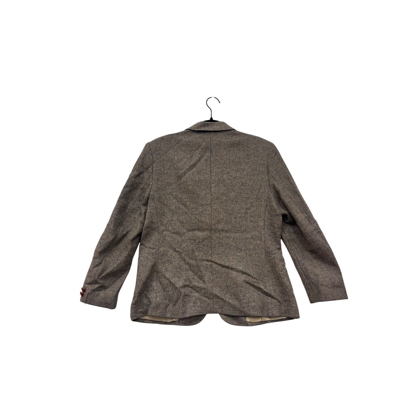 Vintage Noble Street Womens Size 12 Wool Blazer Tweed Brown With Button Closure & Detail #6683