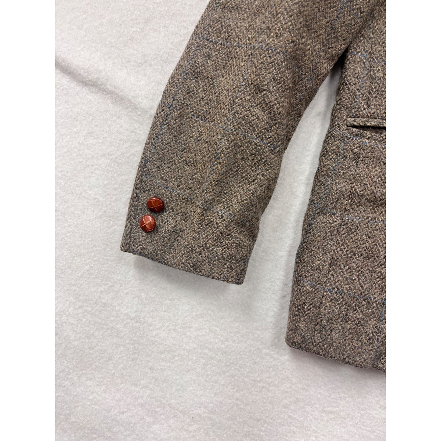 Vintage Noble Street Womens Size 12 Wool Blazer Tweed Brown With Button Closure & Detail #6683