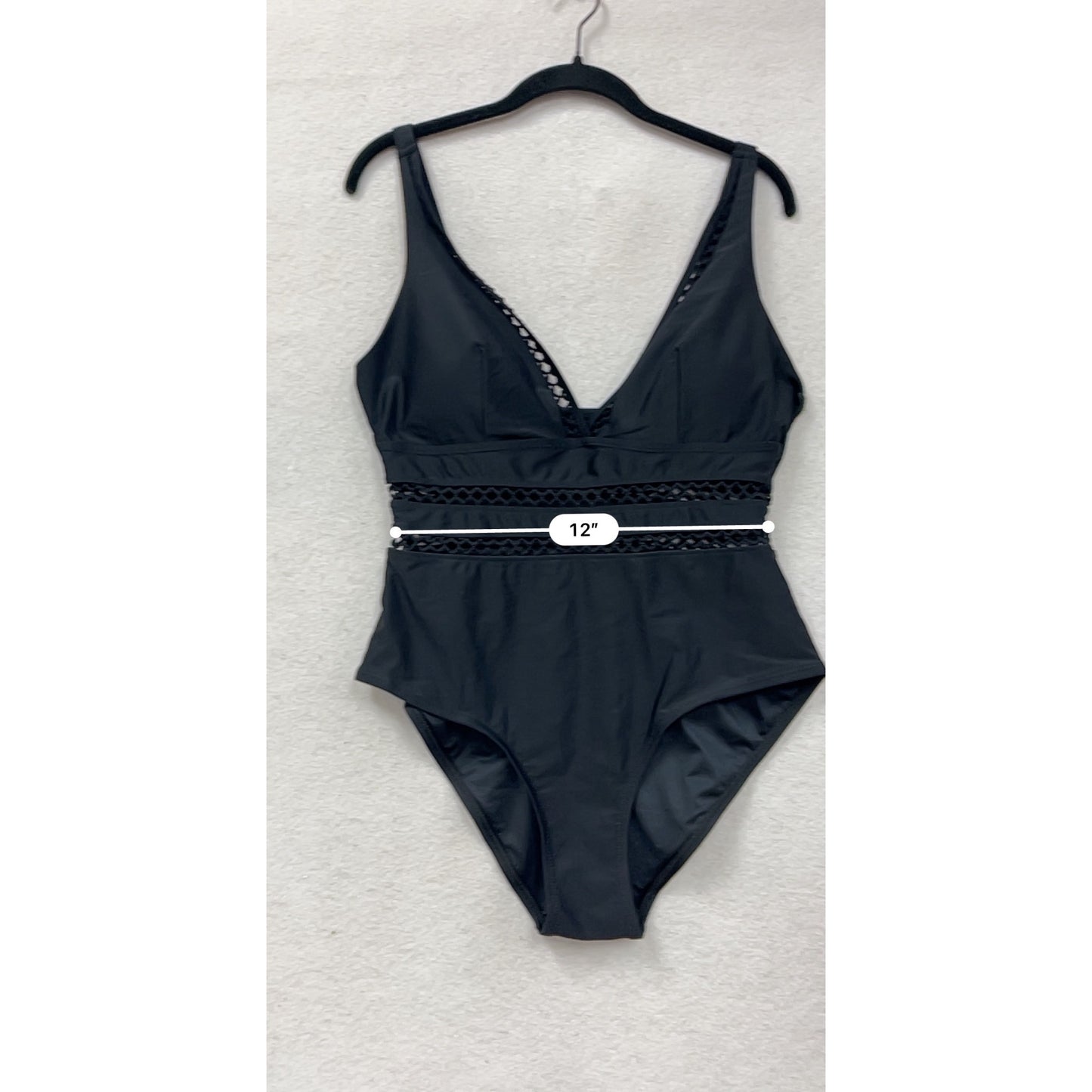 Black One-Piece Swimsuit With Lace Details Love My Curves Size 14W #8996