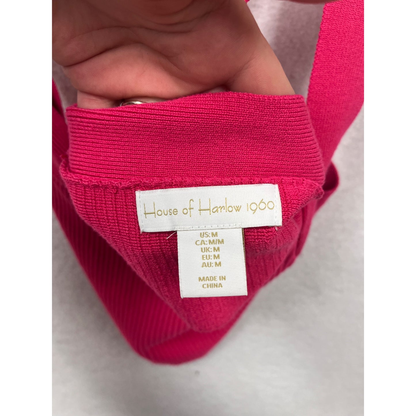 House Of Harlow 1960 Womens Ribbed Pink Cross Back Crop Top Medium #8176