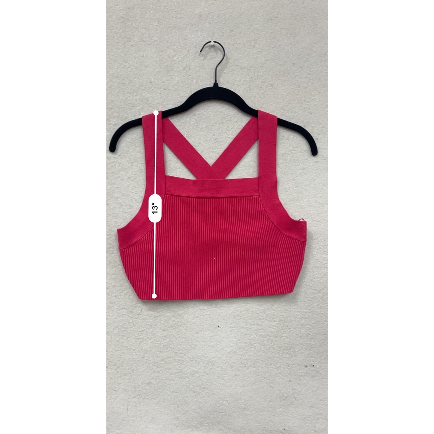 House Of Harlow 1960 Womens Ribbed Pink Cross Back Crop Top Medium #8176
