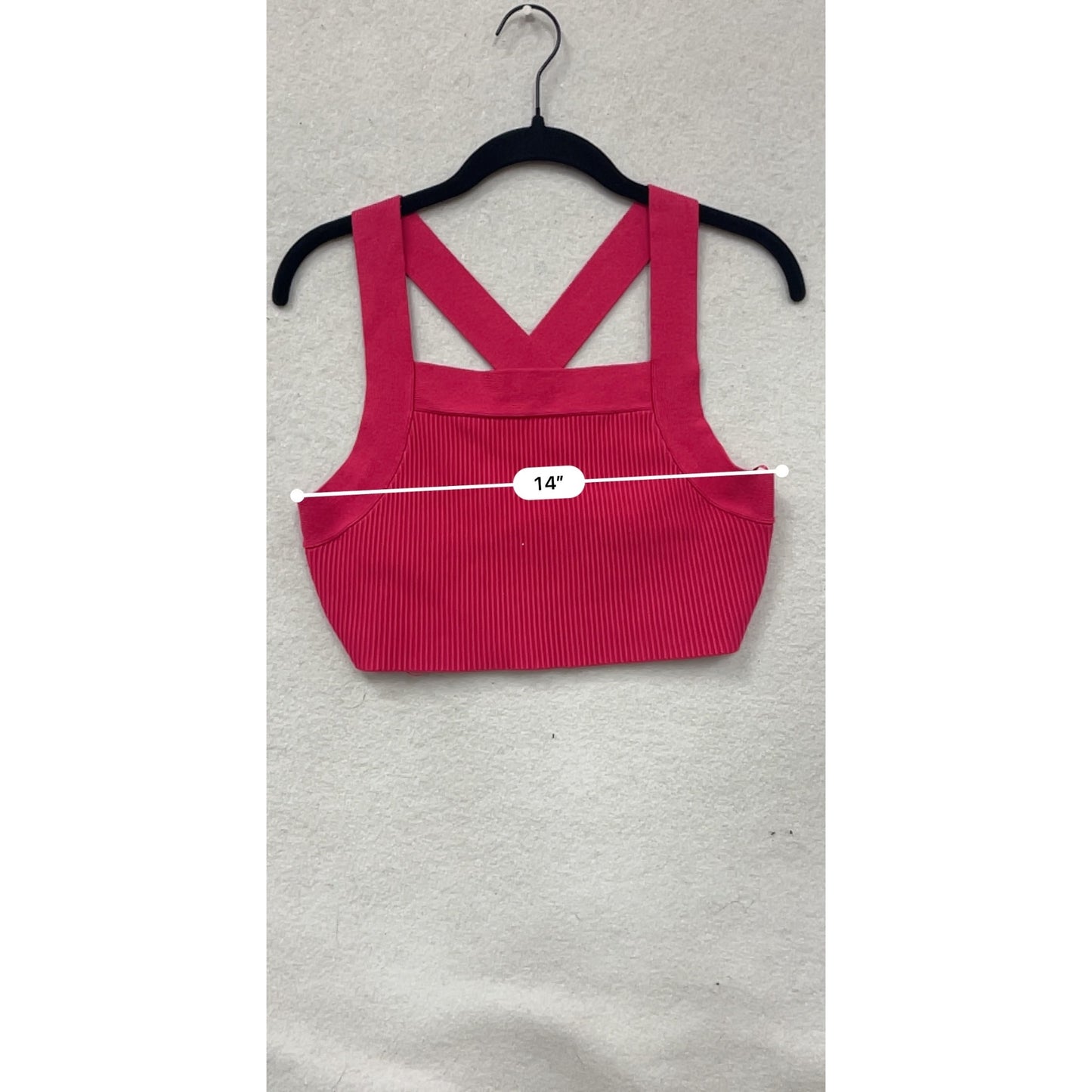 House Of Harlow 1960 Womens Ribbed Pink Cross Back Crop Top Medium #8176