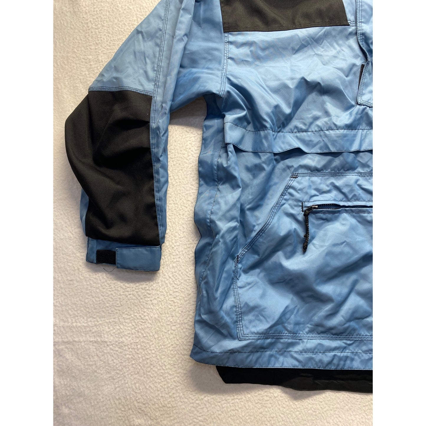 Vintage Drift Mens Blue & Black Hooded Pullover Jacket #7324