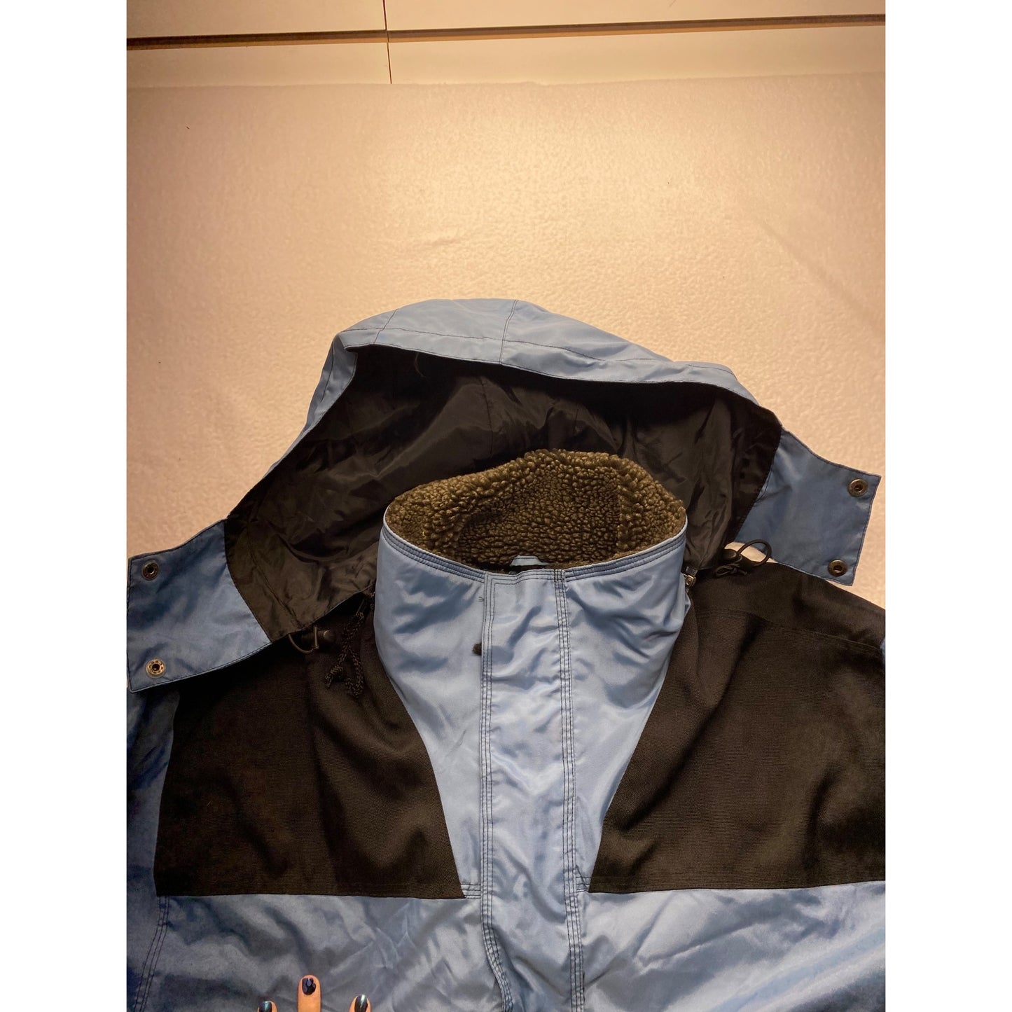 Vintage Drift Mens Blue & Black Hooded Pullover Jacket #7324