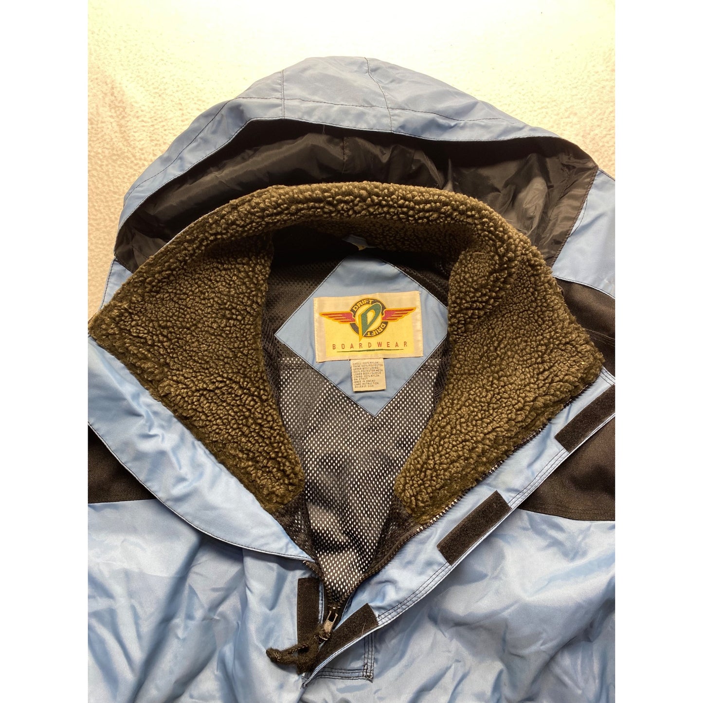 Vintage Drift Mens Blue & Black Hooded Pullover Jacket #7324