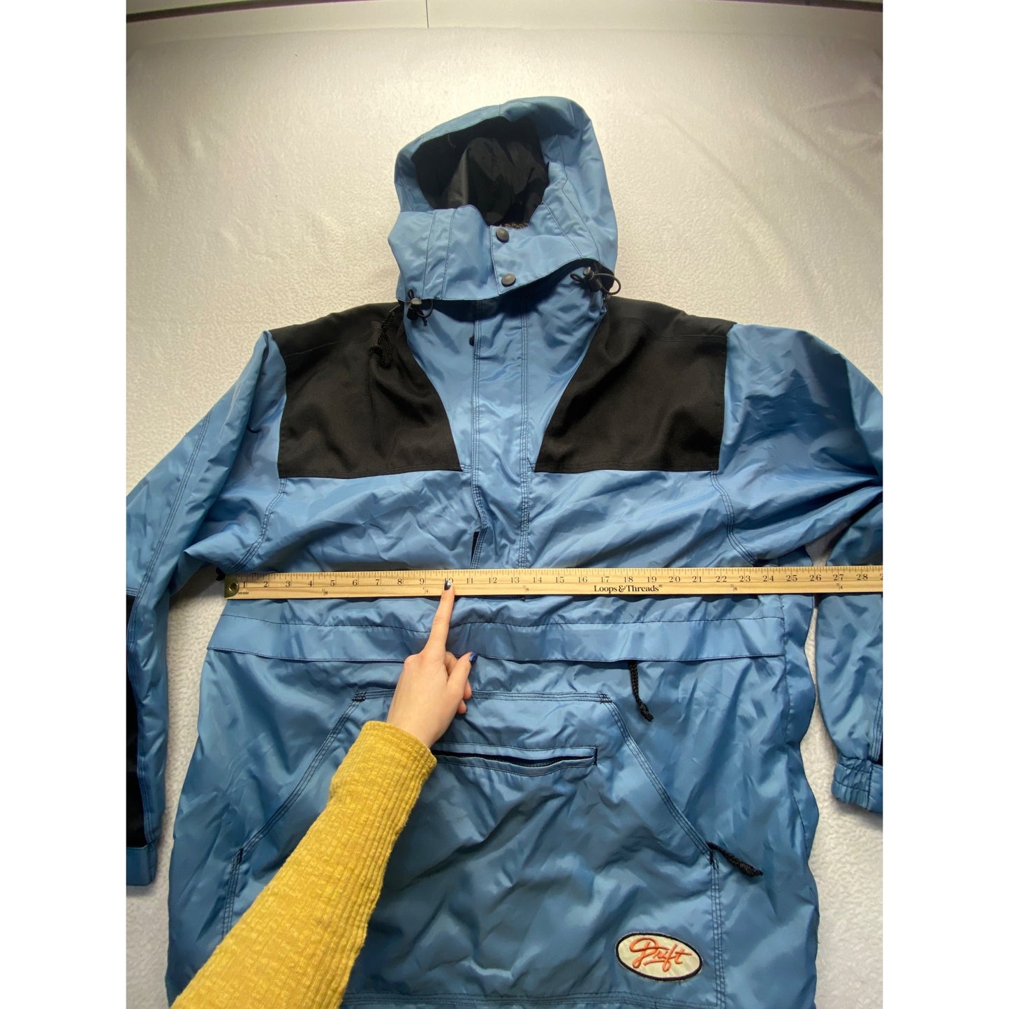 Vintage Drift Mens Blue & Black Hooded Pullover Jacket #7324