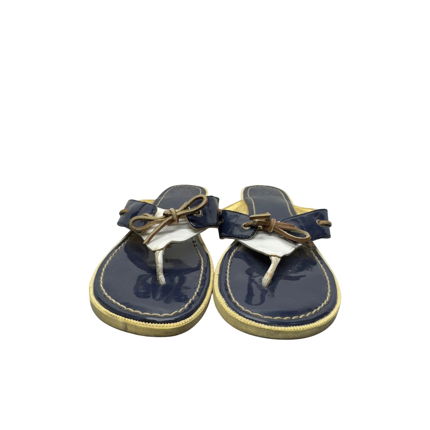 Sperry Top-Sider Womens Flip Flop Sandals Size 6M Blue & Gold #9023