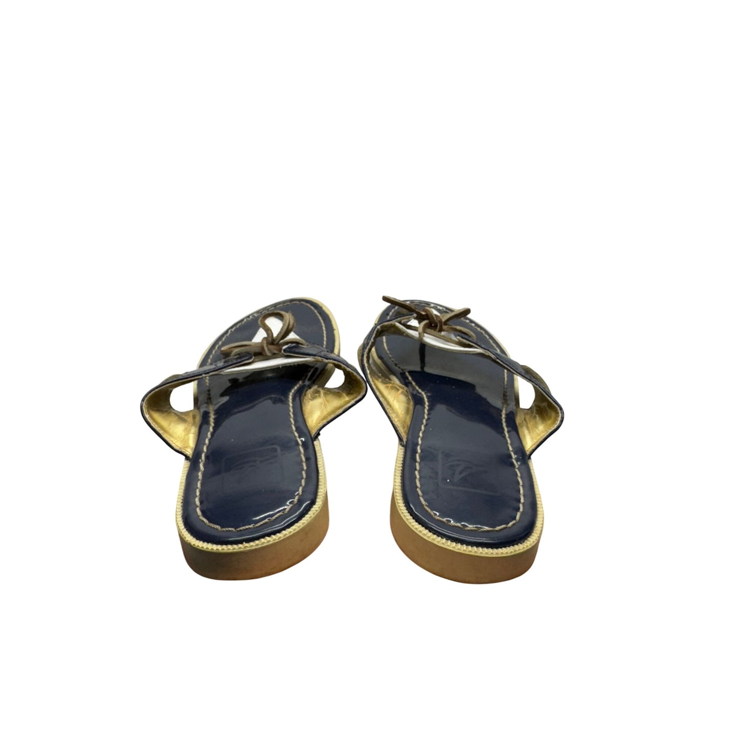 Sperry Top-Sider Womens Flip Flop Sandals Size 6M Blue & Gold #9023