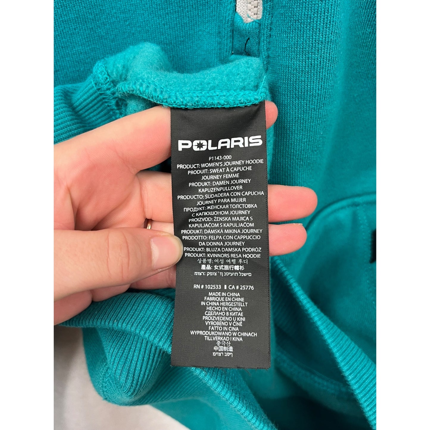 Polaris Womens Teal Hoodie Sweatshirt With Half-Zip Front & Kangaroo Pocket Size M #6927