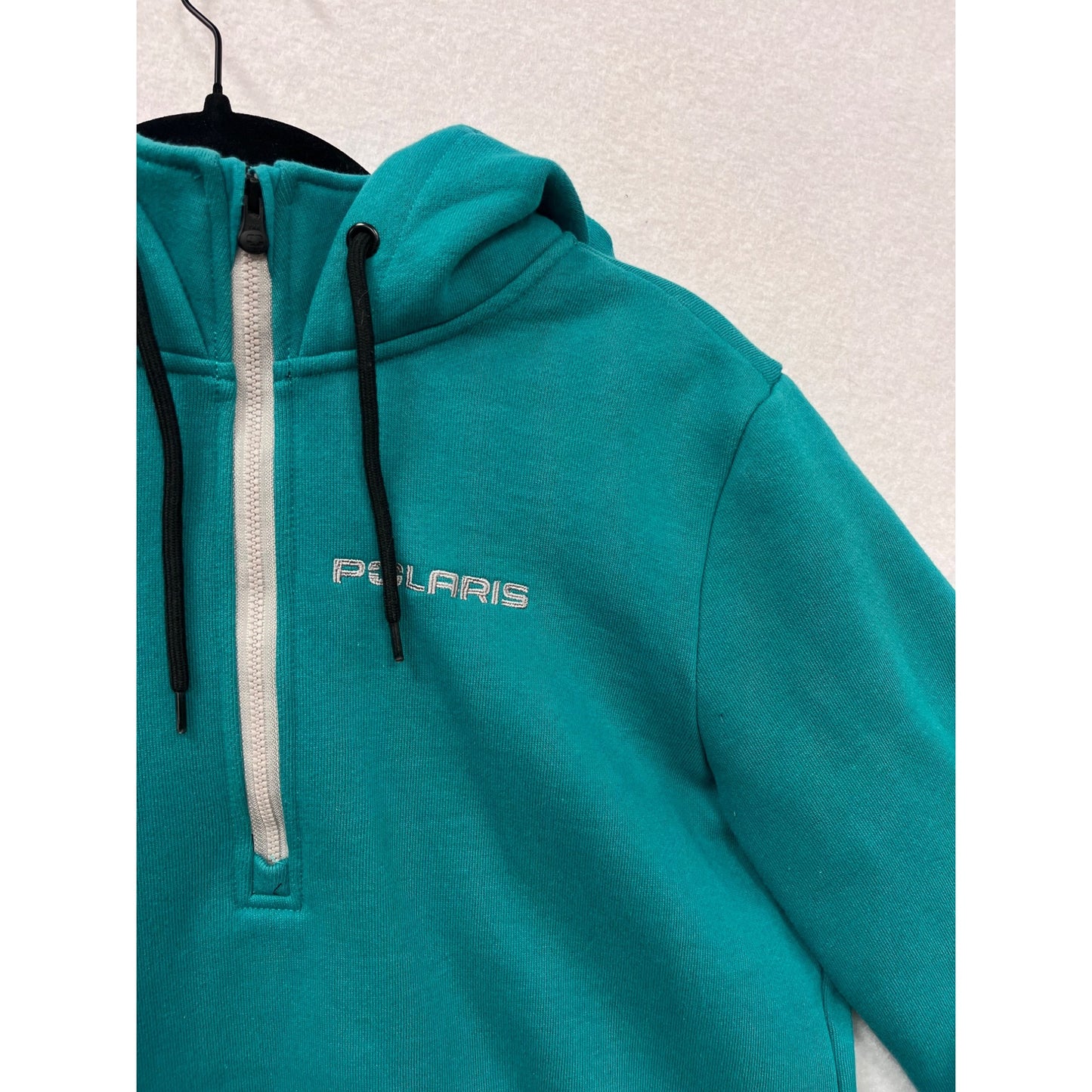 Polaris Womens Teal Hoodie Sweatshirt With Half-Zip Front & Kangaroo Pocket Size M #6927