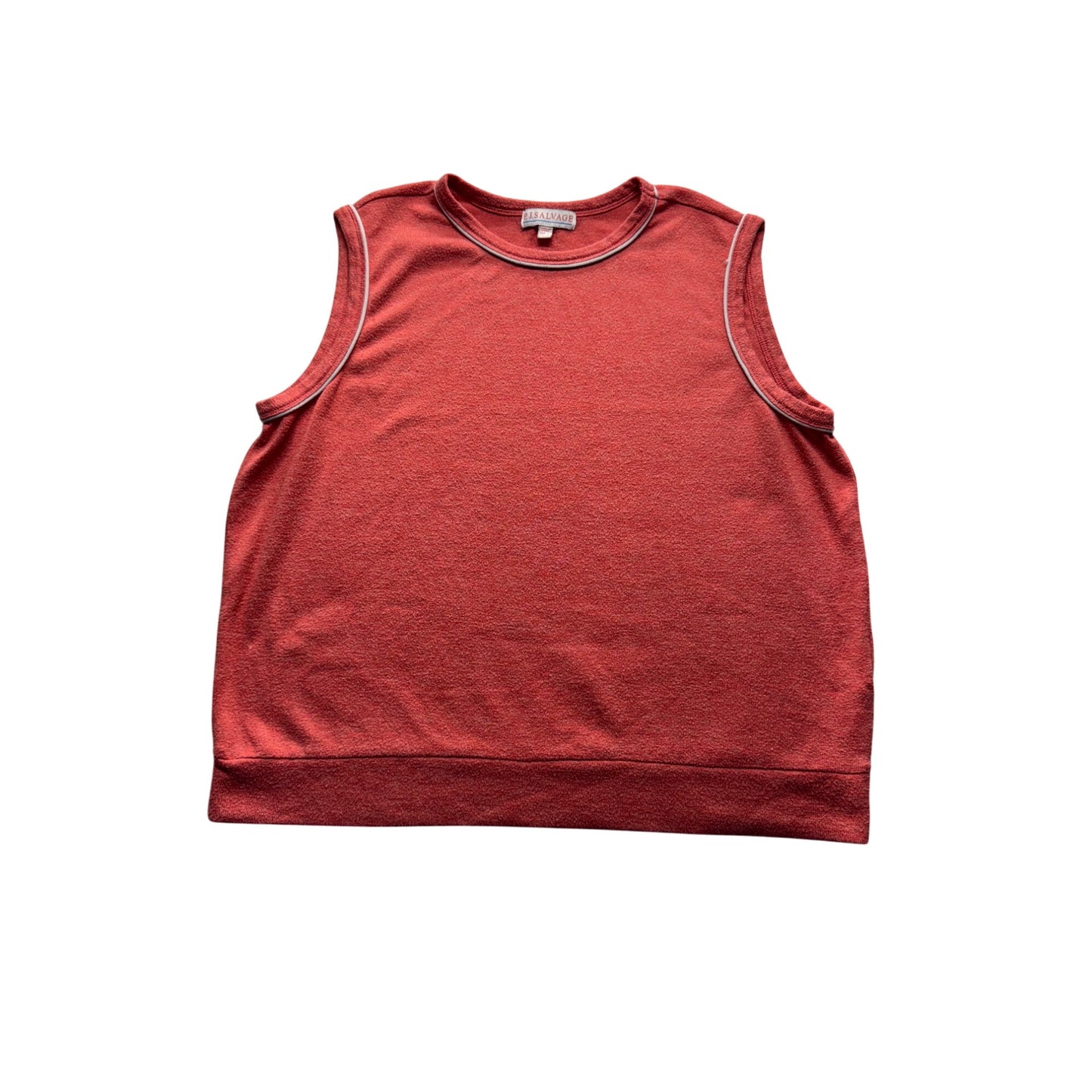 VTG P.J. Salvage Sleeveless Red Sweatshirt Top L Polyester & Rayon #9170