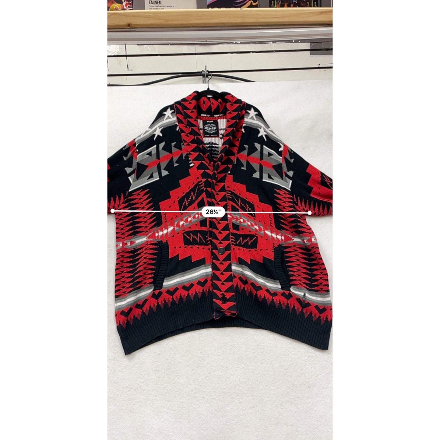 Born Fly Mens 4X-Large Aztec Print Cardigan Sweater With Shawl #8924