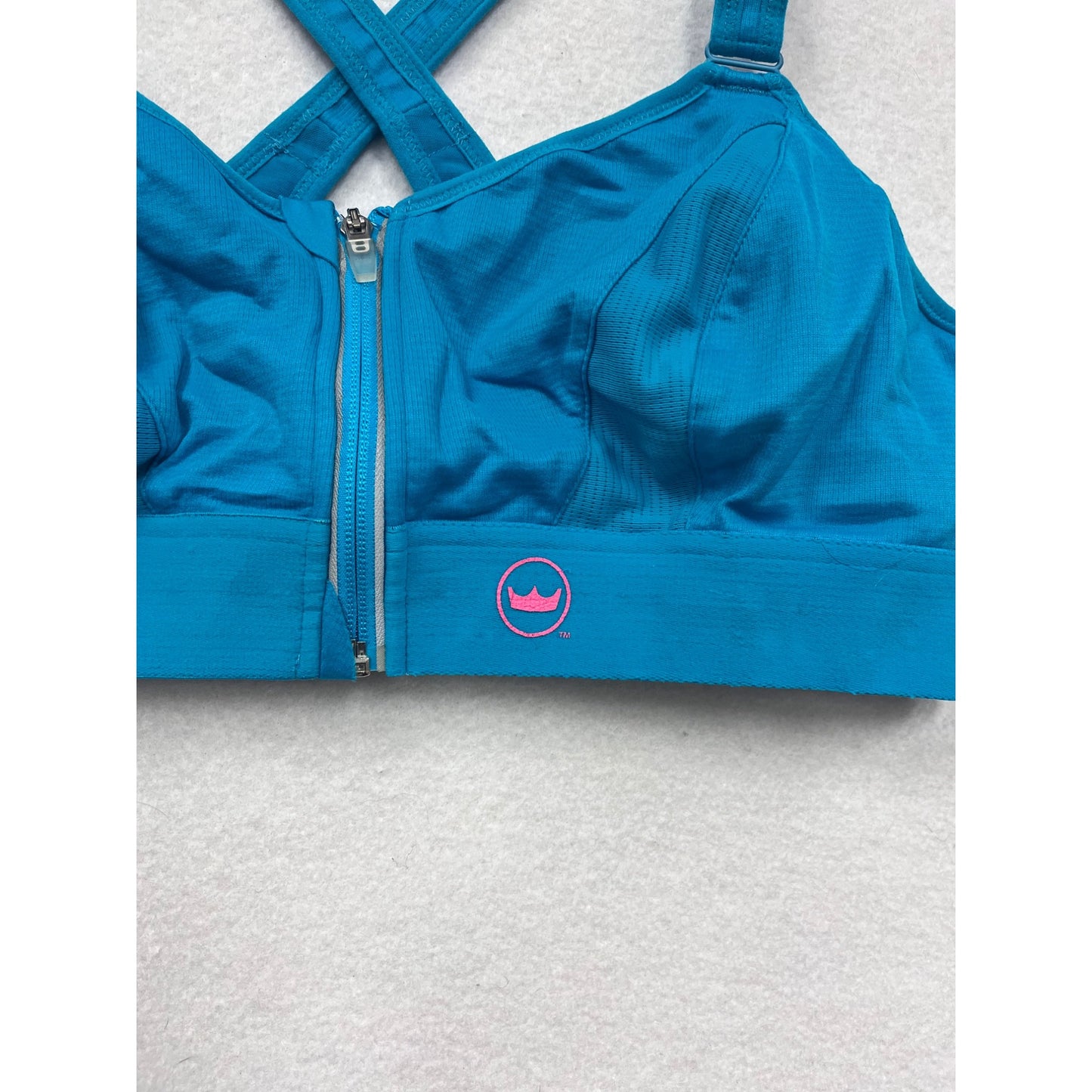 Shefit Womens 3XL Blue Adjustable High-Impact Sports Bra With Zipper Front Closure & Cross Back Straps #6820
