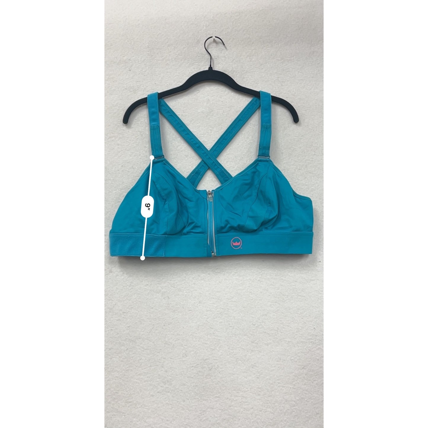 Shefit Womens 3XL Blue Adjustable High-Impact Sports Bra With Zipper Front Closure & Cross Back Straps #6820