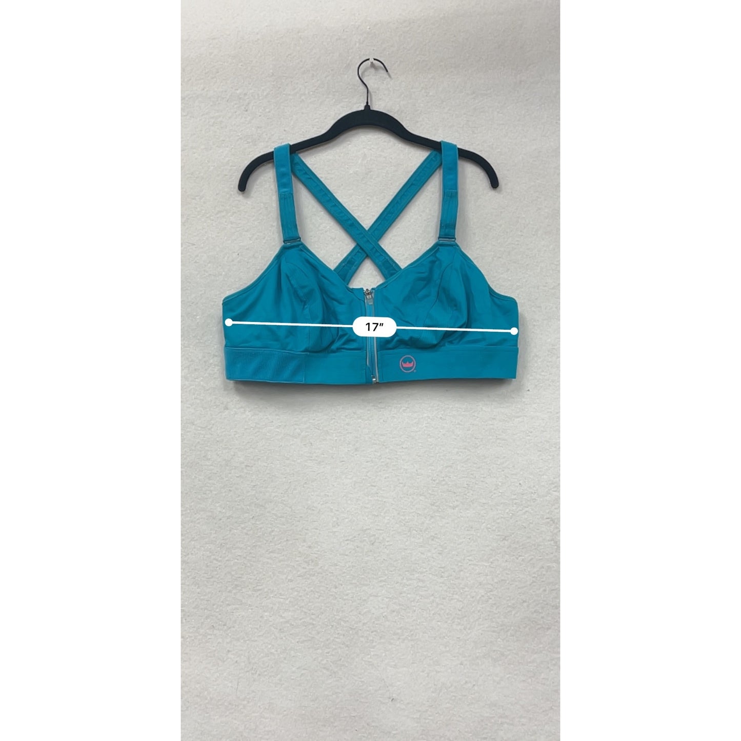 Shefit Womens 3XL Blue Adjustable High-Impact Sports Bra With Zipper Front Closure & Cross Back Straps #6820