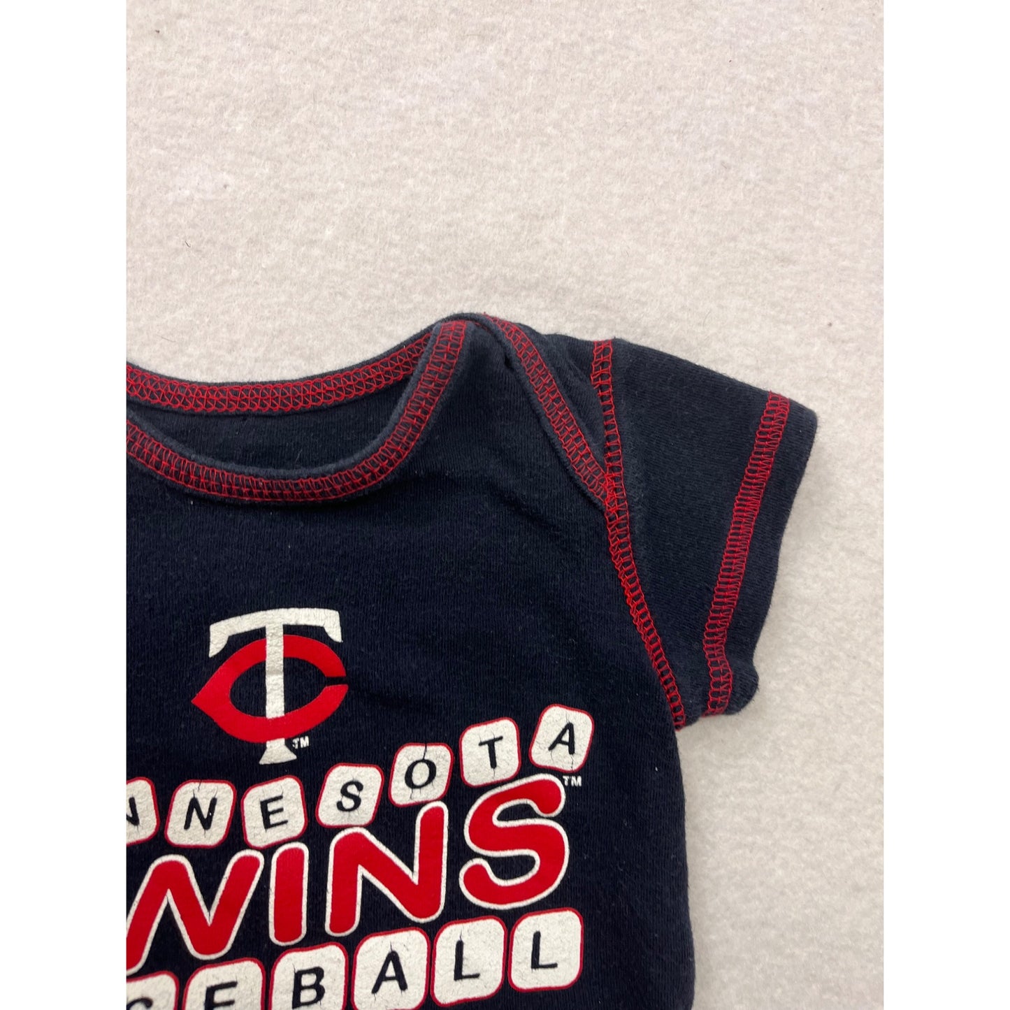 Minnesota Twins Baseball Infant Bodysuit 0-3M Navy With Red Stitching #6453