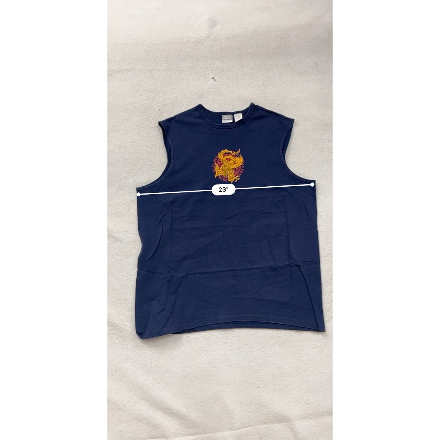 Mens Large Sleeveless Shirt With Yellow & Red Dragon Print #8403