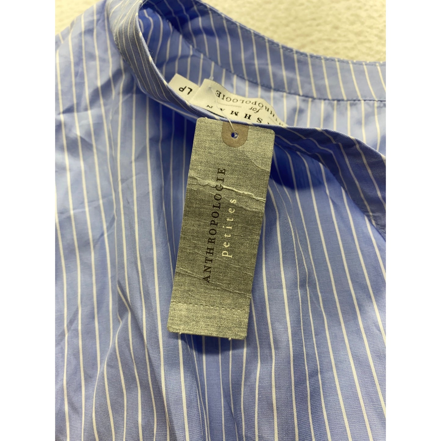 Striped V-Neck Blue Tie-Waist Blouse By Harshman For Anthropologie #7320