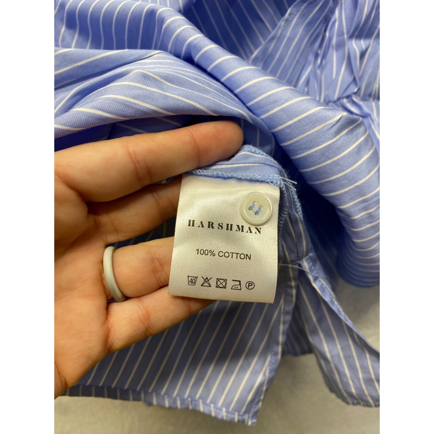 Striped V-Neck Blue Tie-Waist Blouse By Harshman For Anthropologie #7320