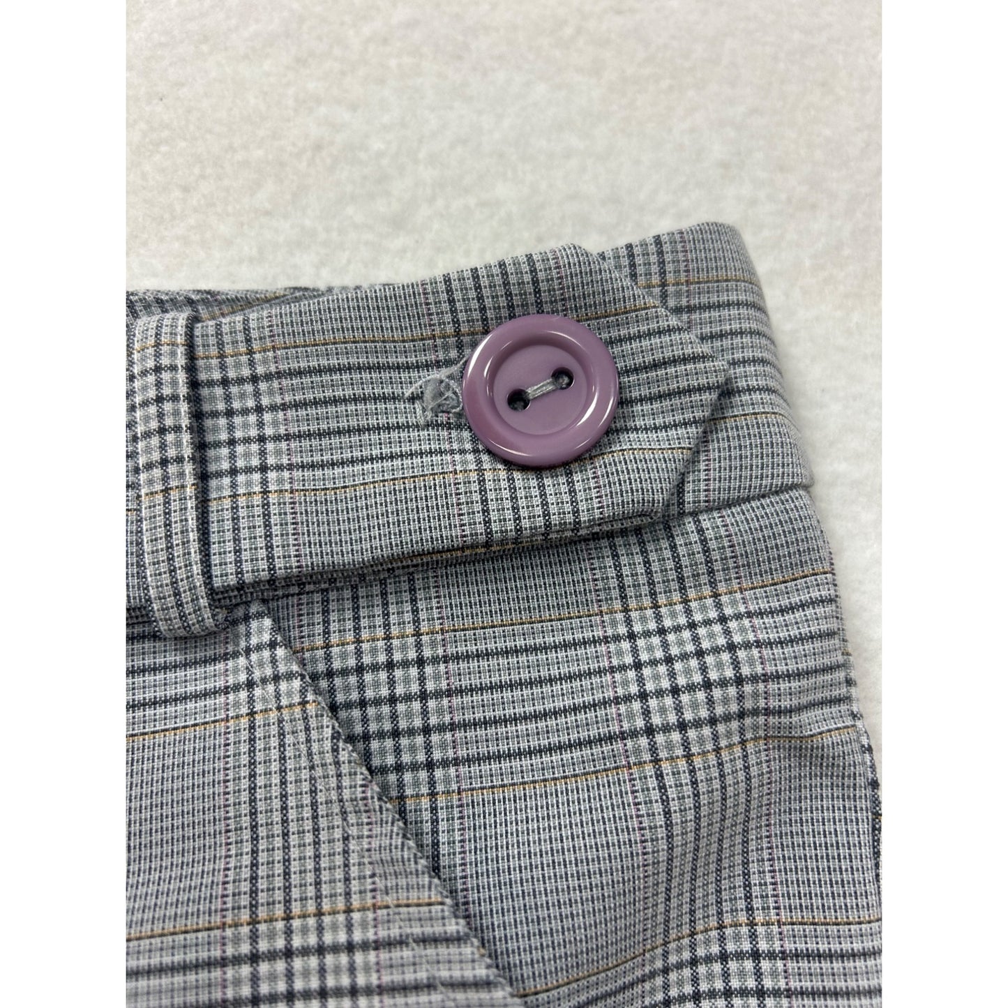 Plaid Gray Trousers Pants With Purple #6991