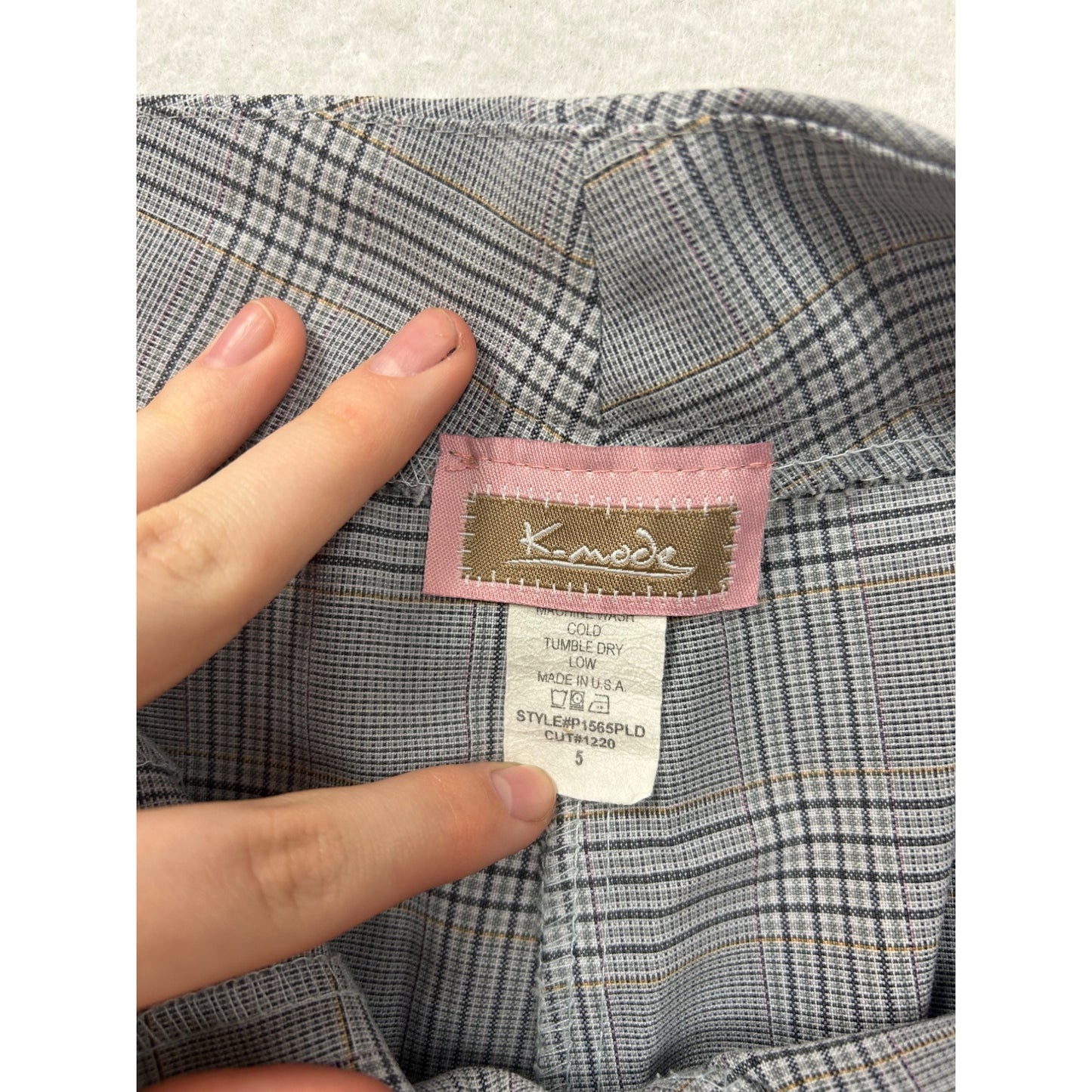 Plaid Gray Trousers Pants With Purple #6991