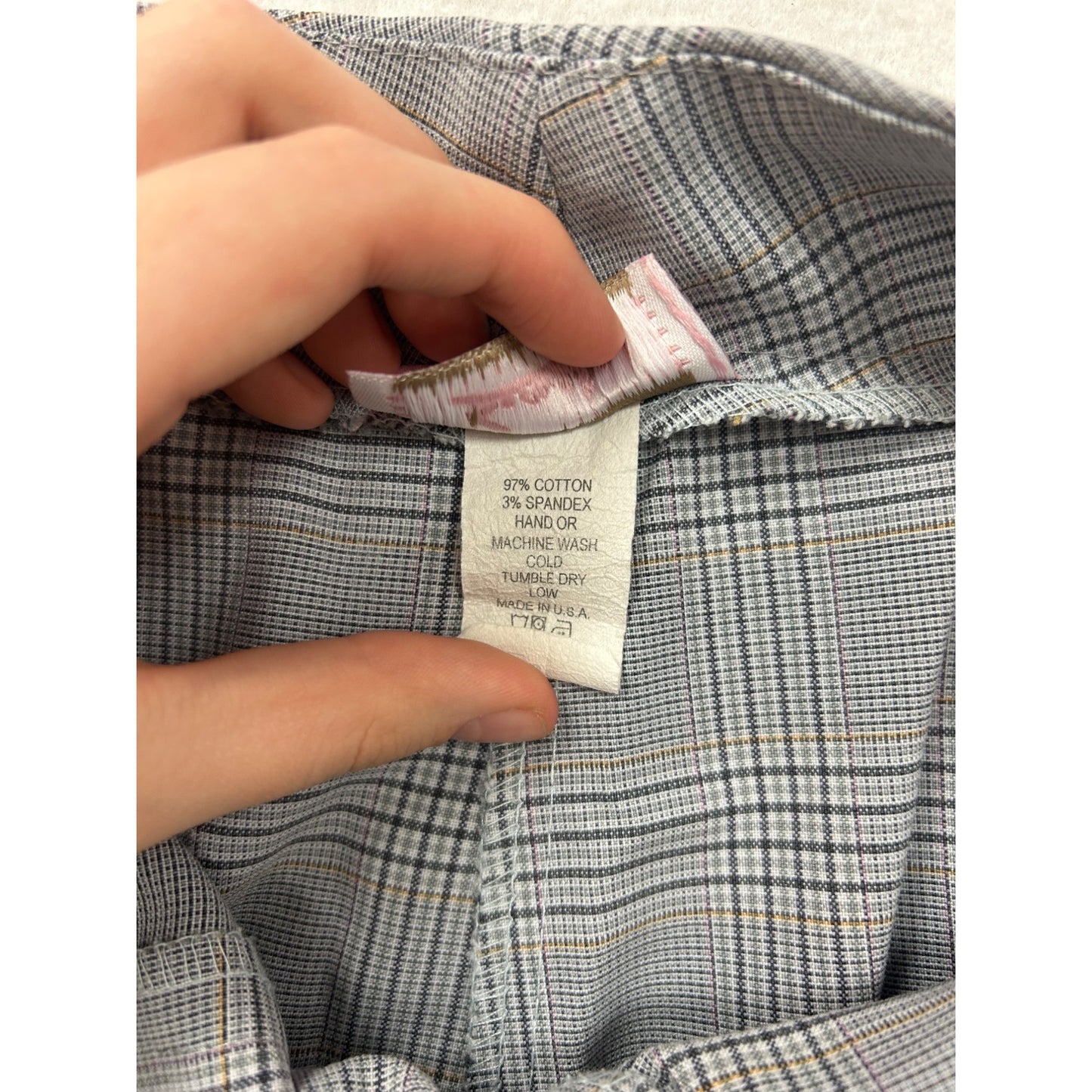 Plaid Gray Trousers Pants With Purple #6991