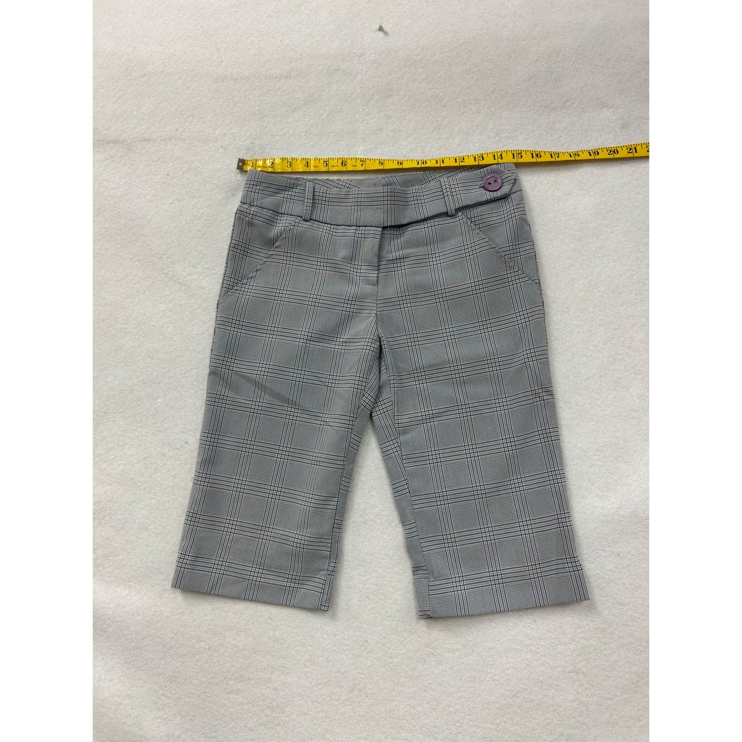 Plaid Gray Trousers Pants With Purple #6991