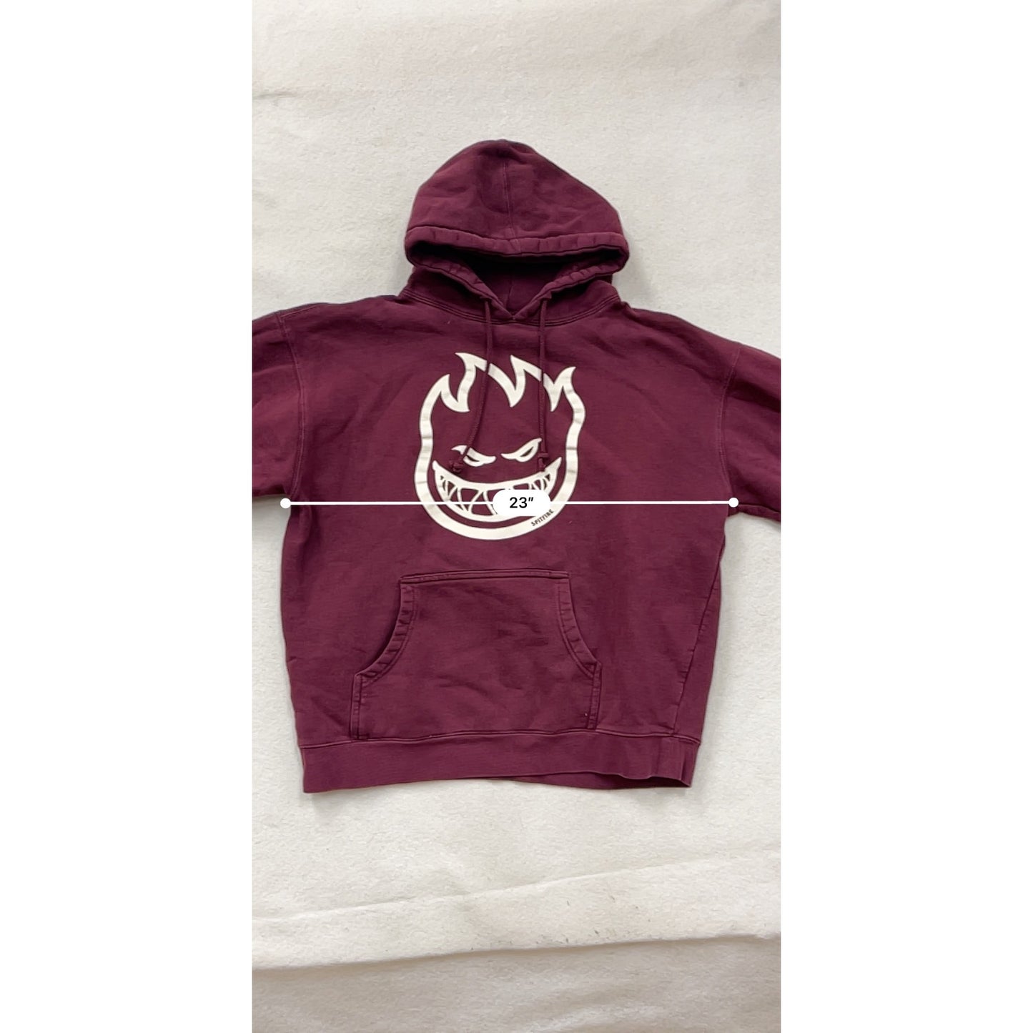 Spitfire Burgundy Hoodie XL Graphic Flame Logo Pullover Sweatshirt #8972