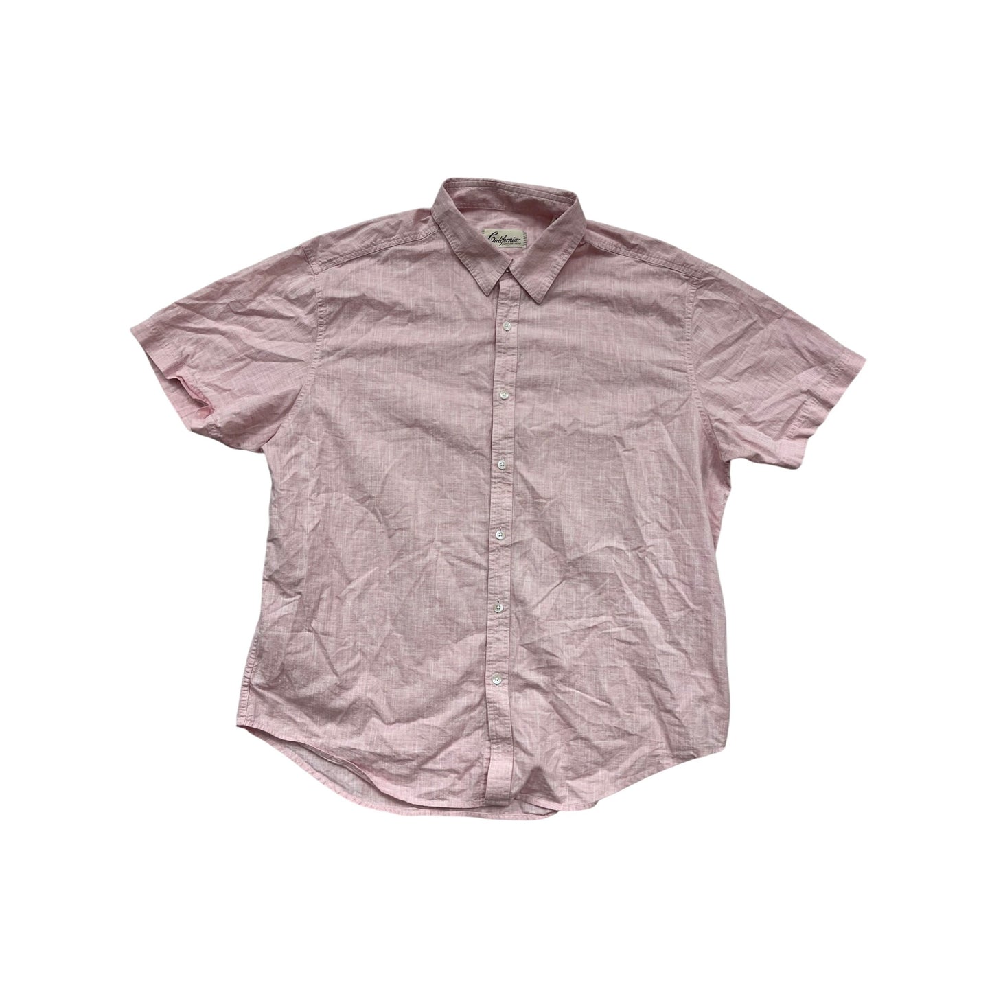 California Shirt Co. XL Pink Short Sleeve Button-Up Shirt #890A