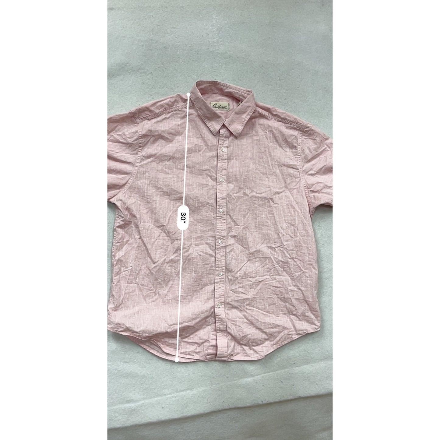 California Shirt Co. XL Pink Short Sleeve Button-Up Shirt #890A