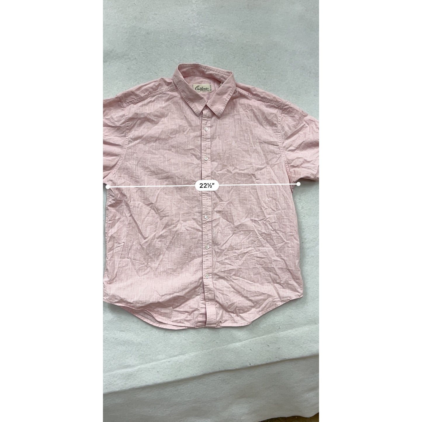 California Shirt Co. XL Pink Short Sleeve Button-Up Shirt #890A