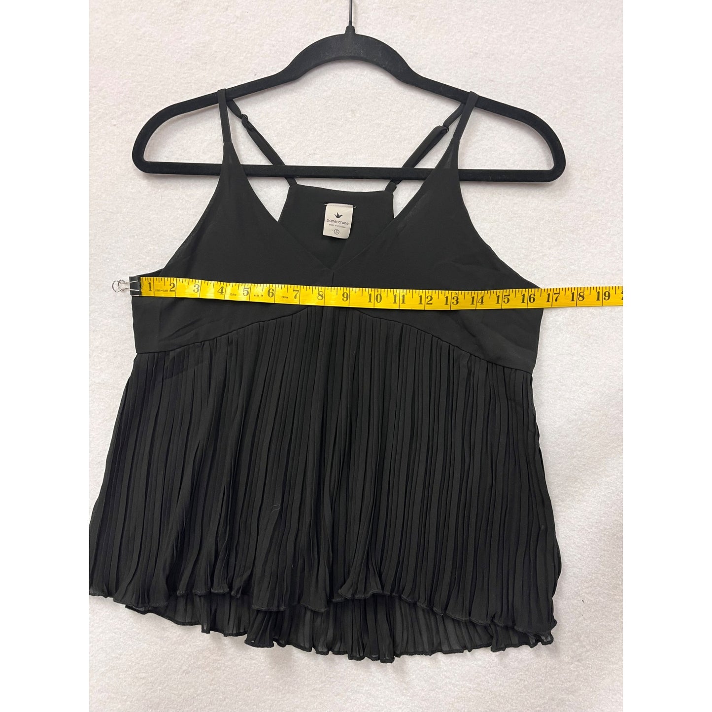 Paper Crane Black Pleated Tank Top #6061