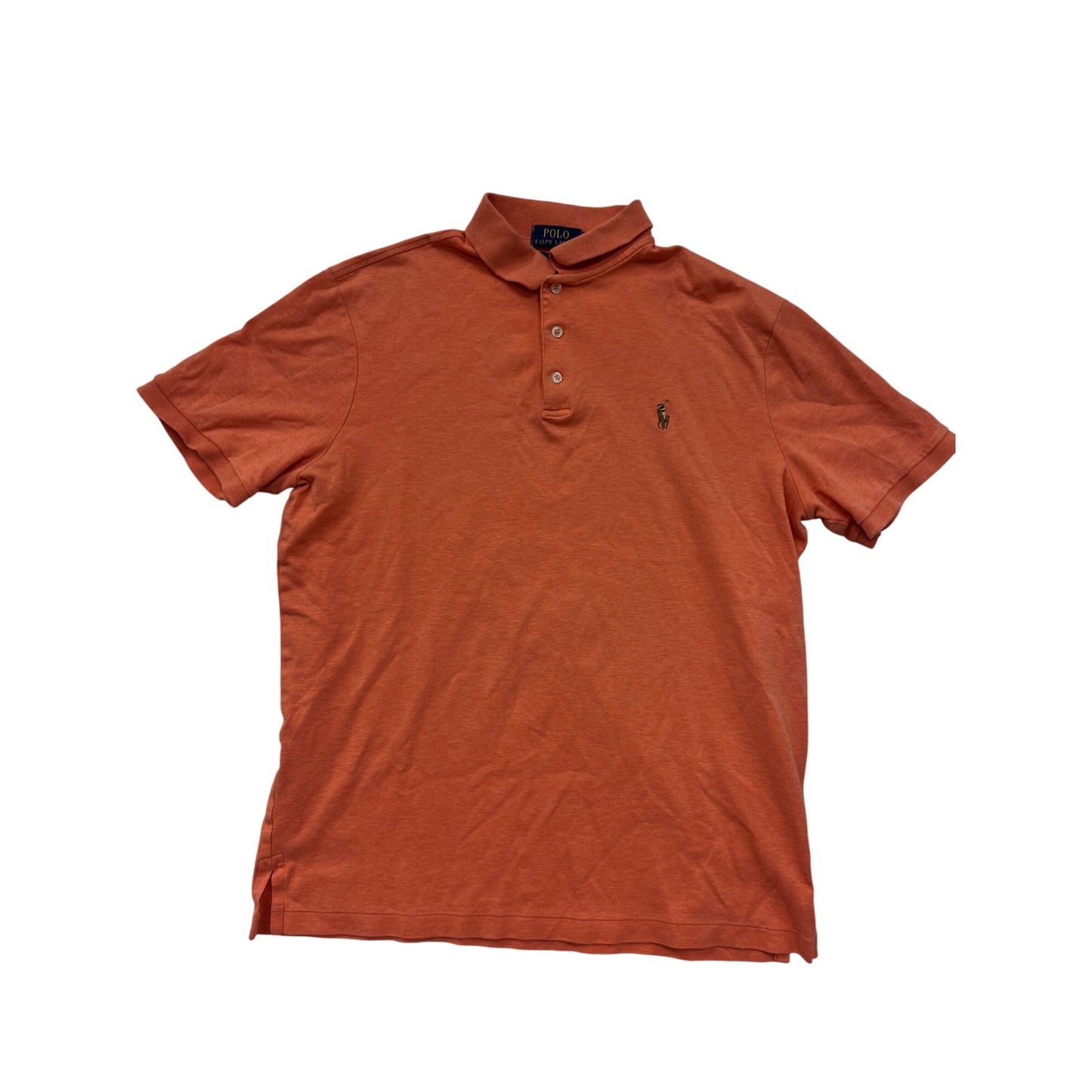 Ralph Lauren Polo Shirt Mens Medium Classic Fit Orange Short Sleeve #6533