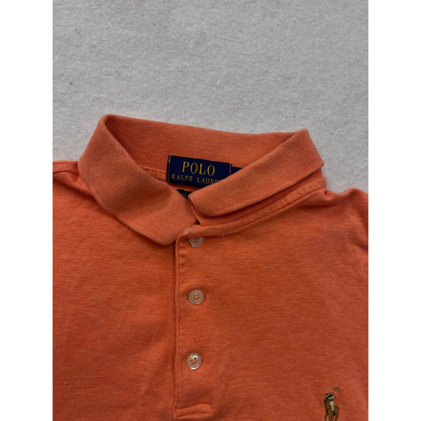 Ralph Lauren Polo Shirt Mens Medium Classic Fit Orange Short Sleeve #6533