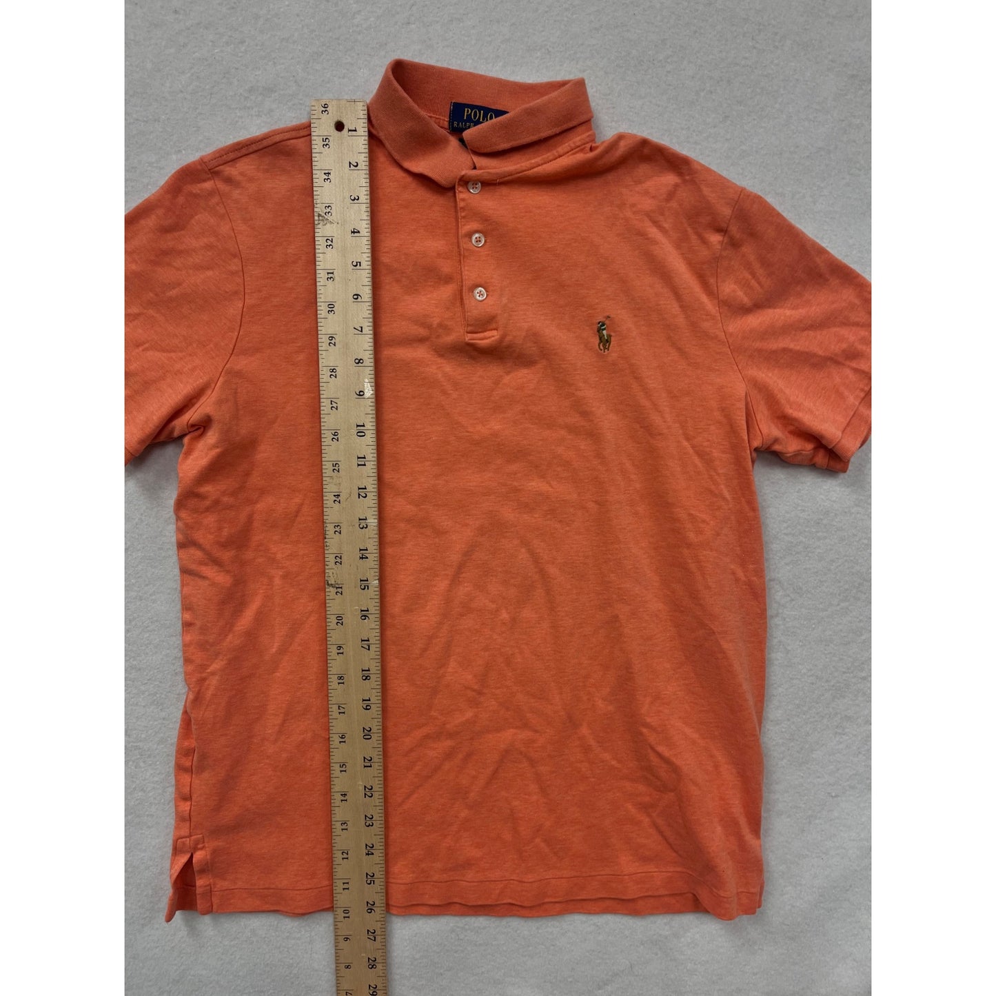 Ralph Lauren Polo Shirt Mens Medium Classic Fit Orange Short Sleeve #6533