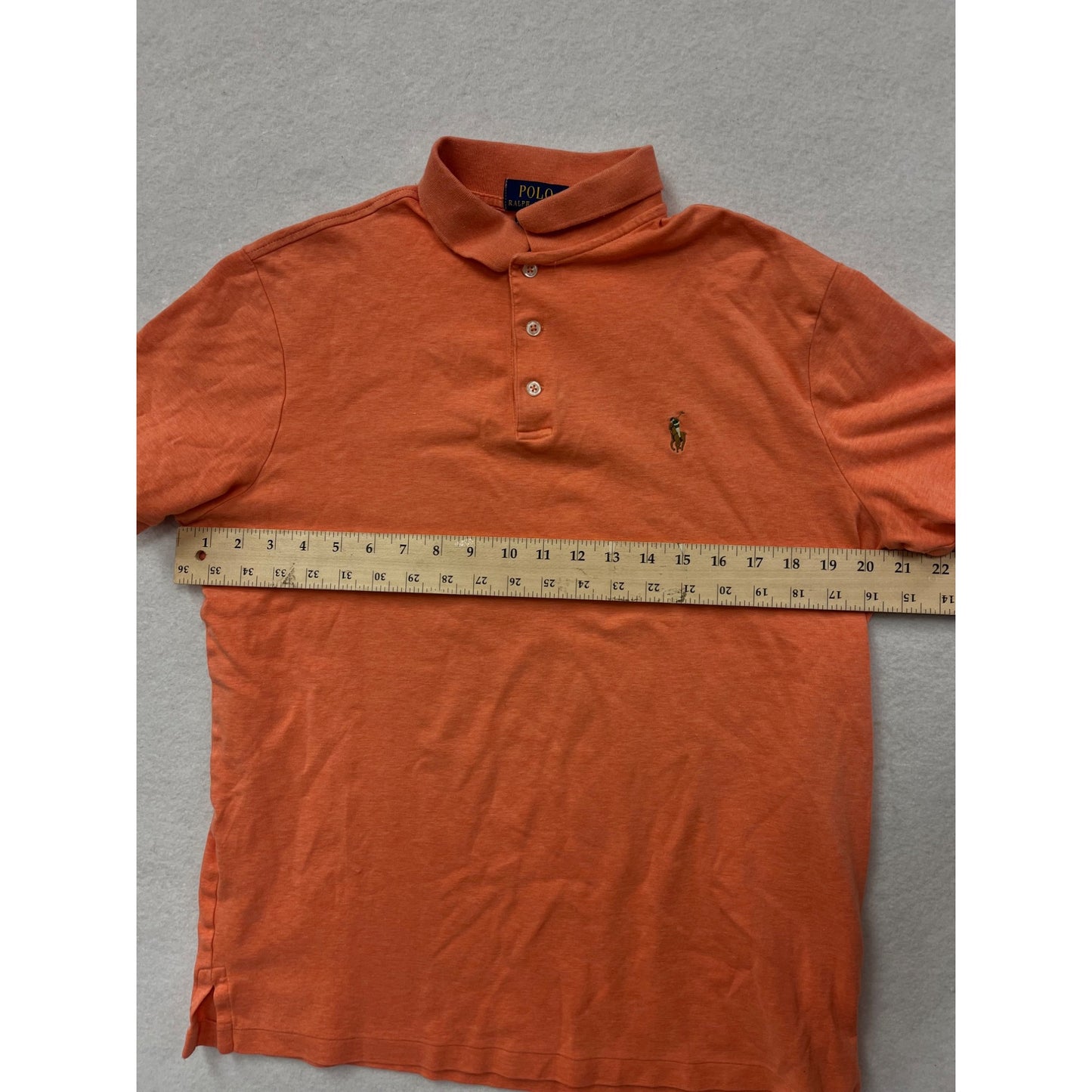 Ralph Lauren Polo Shirt Mens Medium Classic Fit Orange Short Sleeve #6533