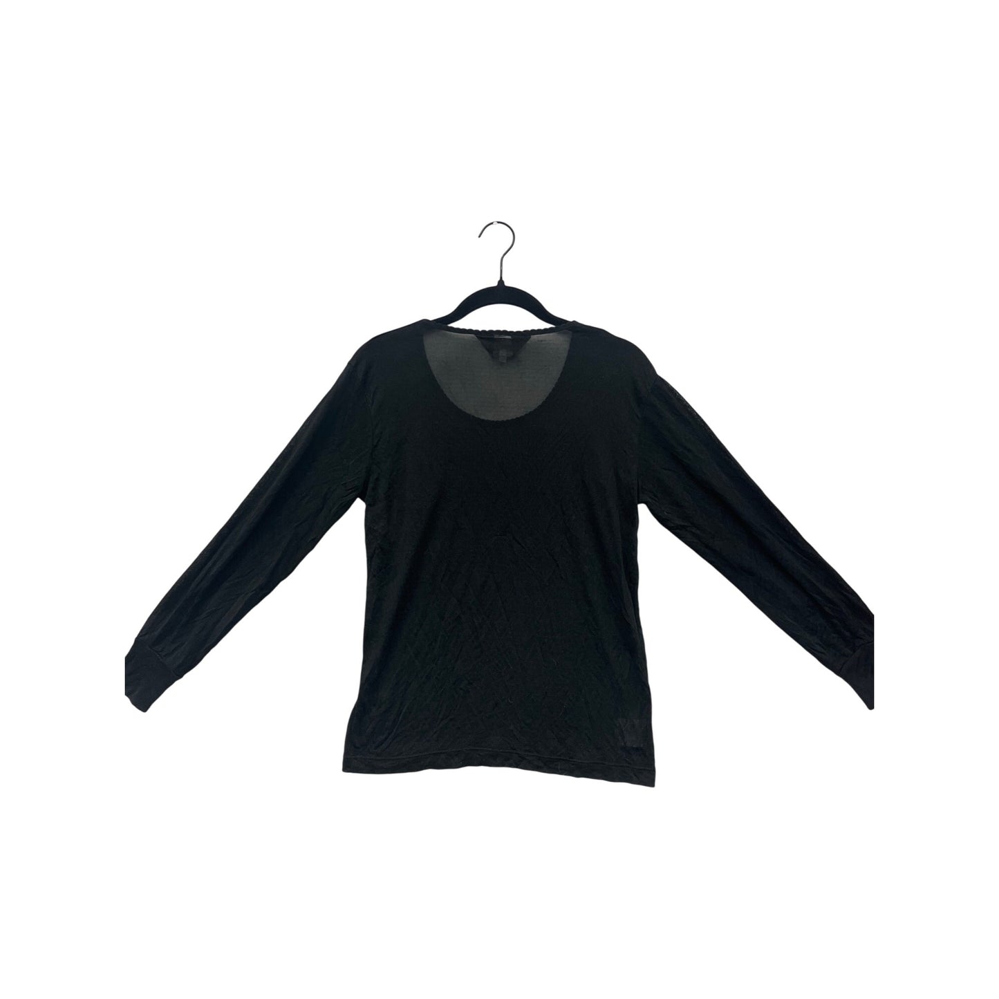 Guide Gear Womens Sheer Black Long Sleeve Top Medium 100% Silk #6804
