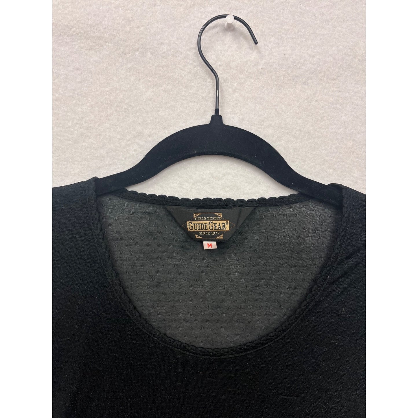 Guide Gear Womens Sheer Black Long Sleeve Top Medium 100% Silk #6804