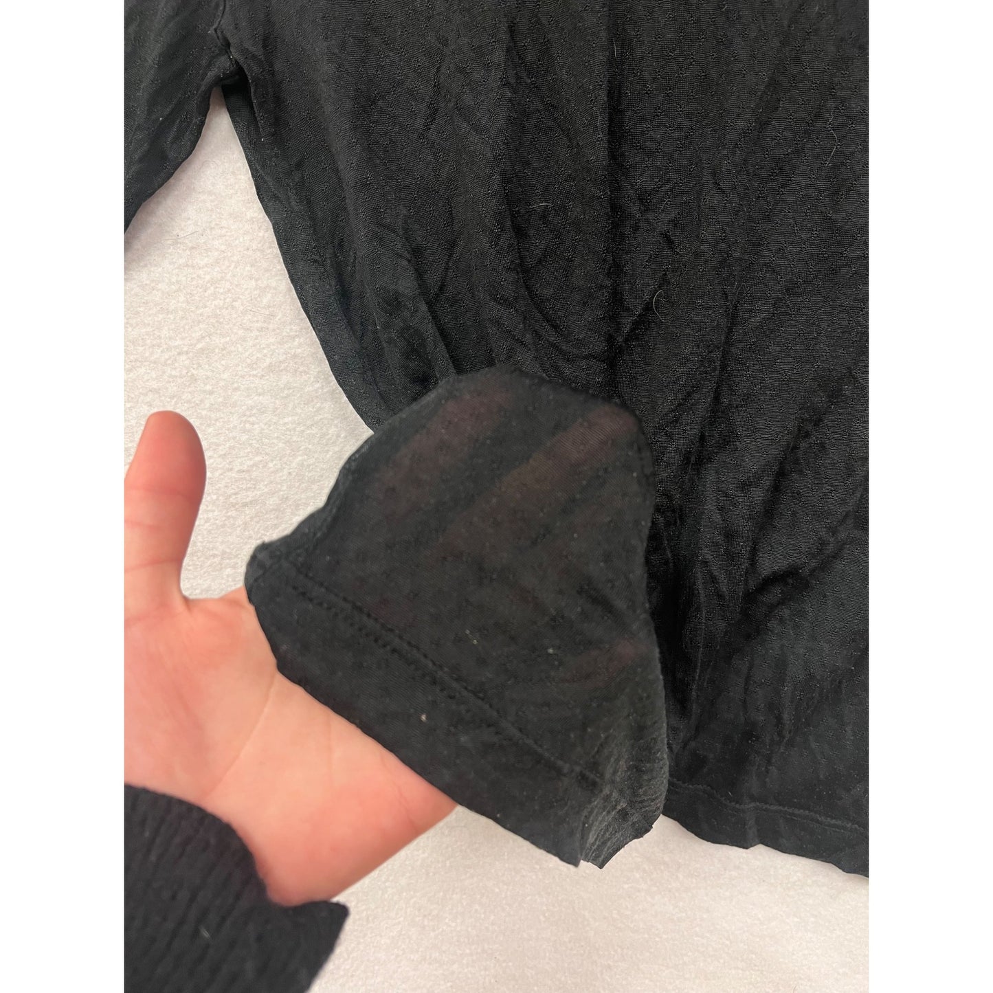 Guide Gear Womens Sheer Black Long Sleeve Top Medium 100% Silk #6804