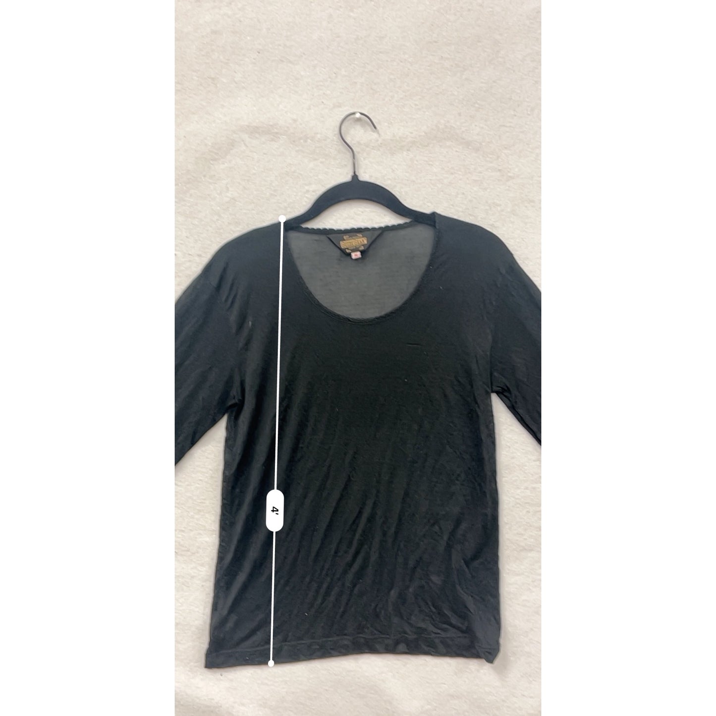 Guide Gear Womens Sheer Black Long Sleeve Top Medium 100% Silk #6804