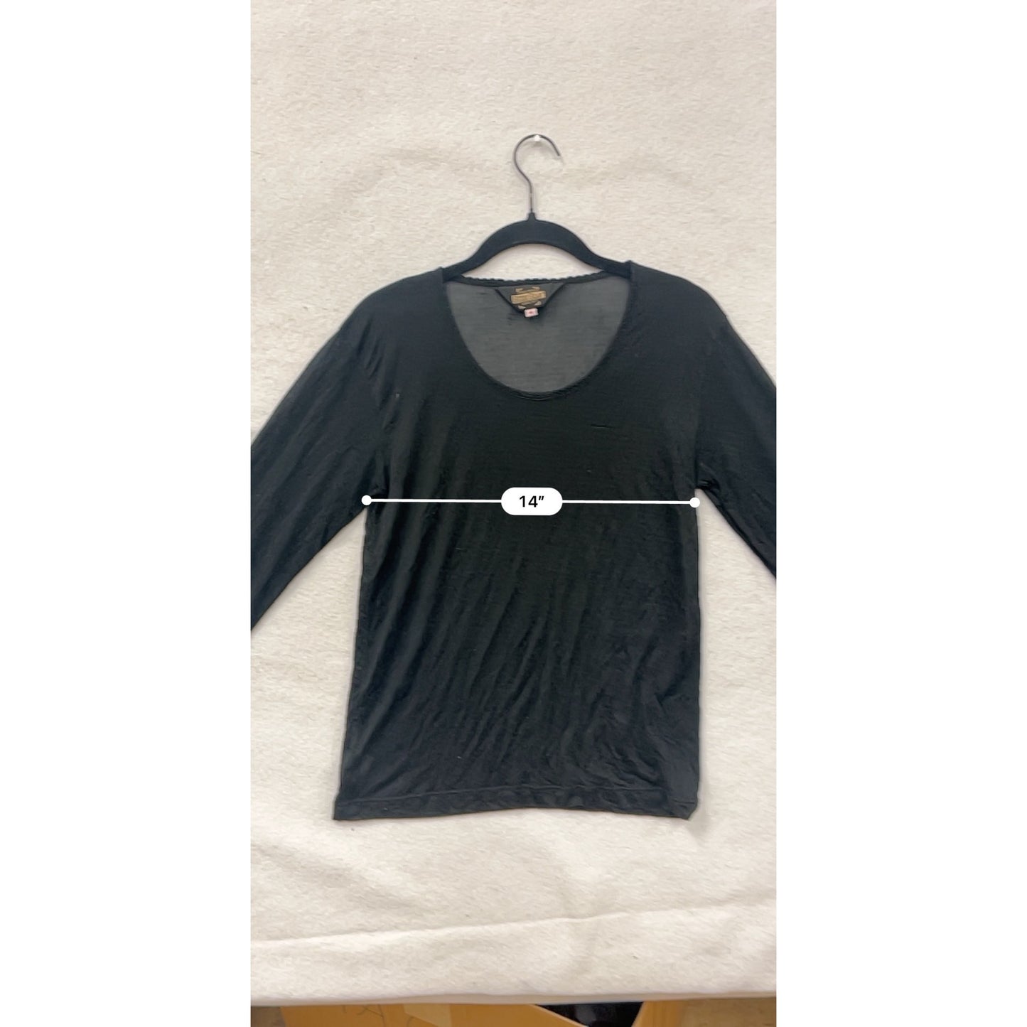 Guide Gear Womens Sheer Black Long Sleeve Top Medium 100% Silk #6804