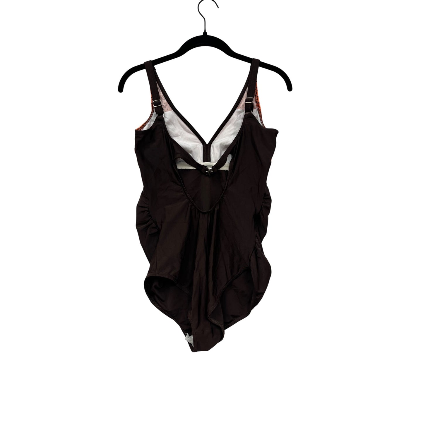 Women’s 8 Retro-Style Orange & Brown Polka Dot One-Piece Swimsuit #8025