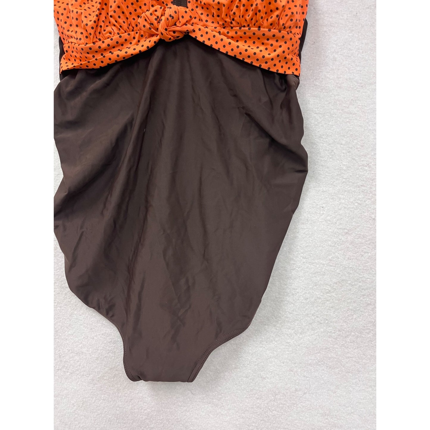 Women’s 8 Retro-Style Orange & Brown Polka Dot One-Piece Swimsuit #8025